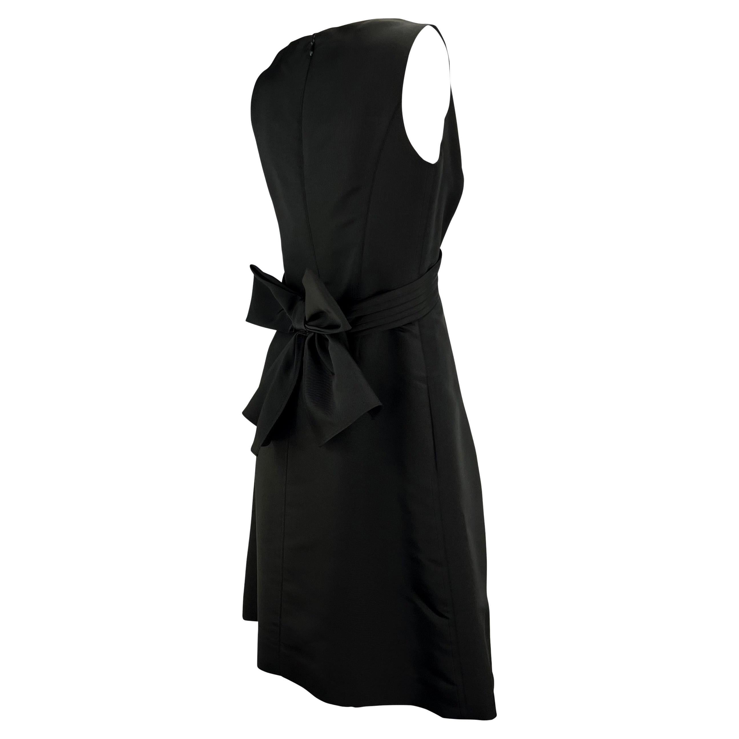 Women's 1990s Bill Blass Couture Black Bow Sleeveless Cocktail Dress For Sale