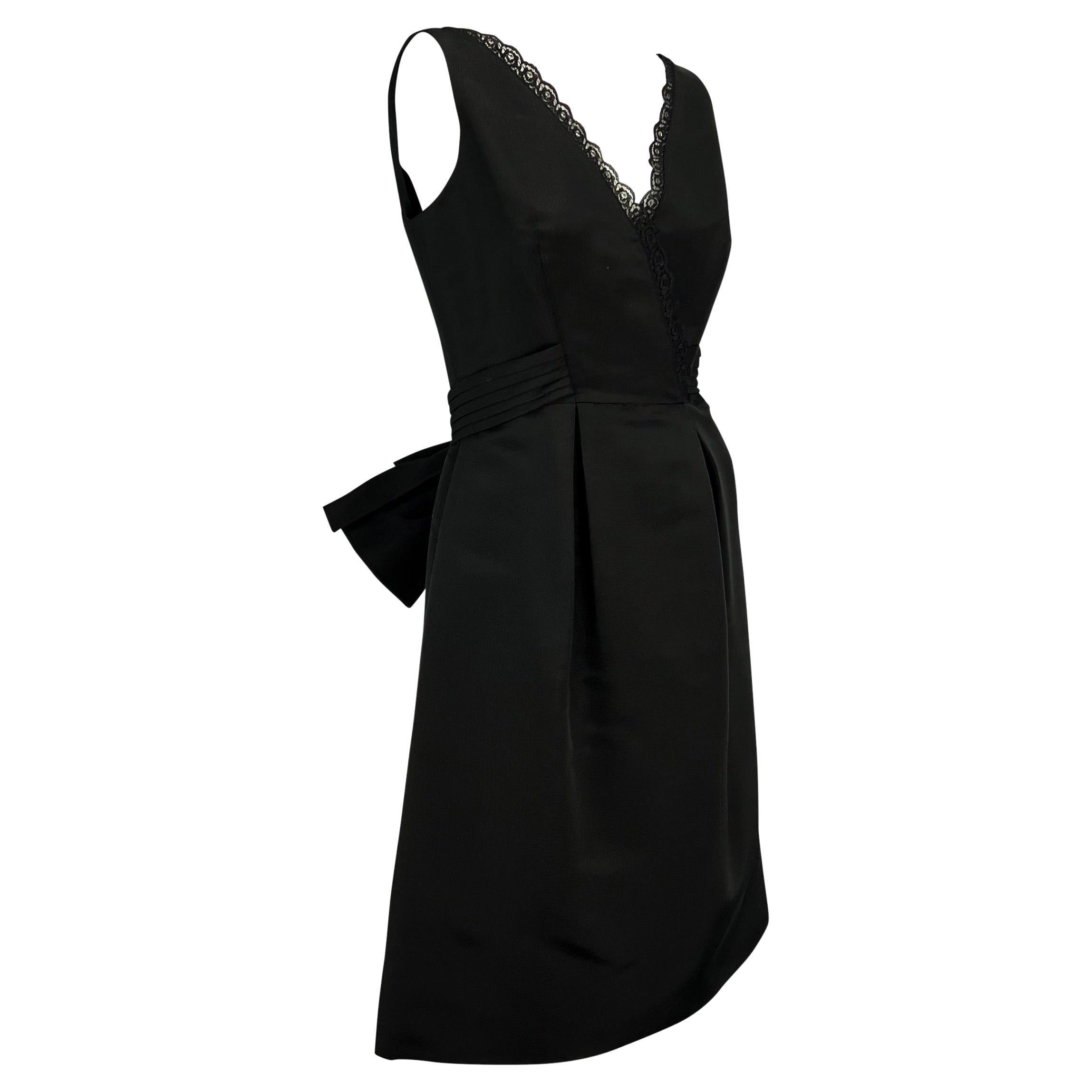1990s Bill Blass Couture Black Bow Sleeveless Cocktail Dress For Sale 1