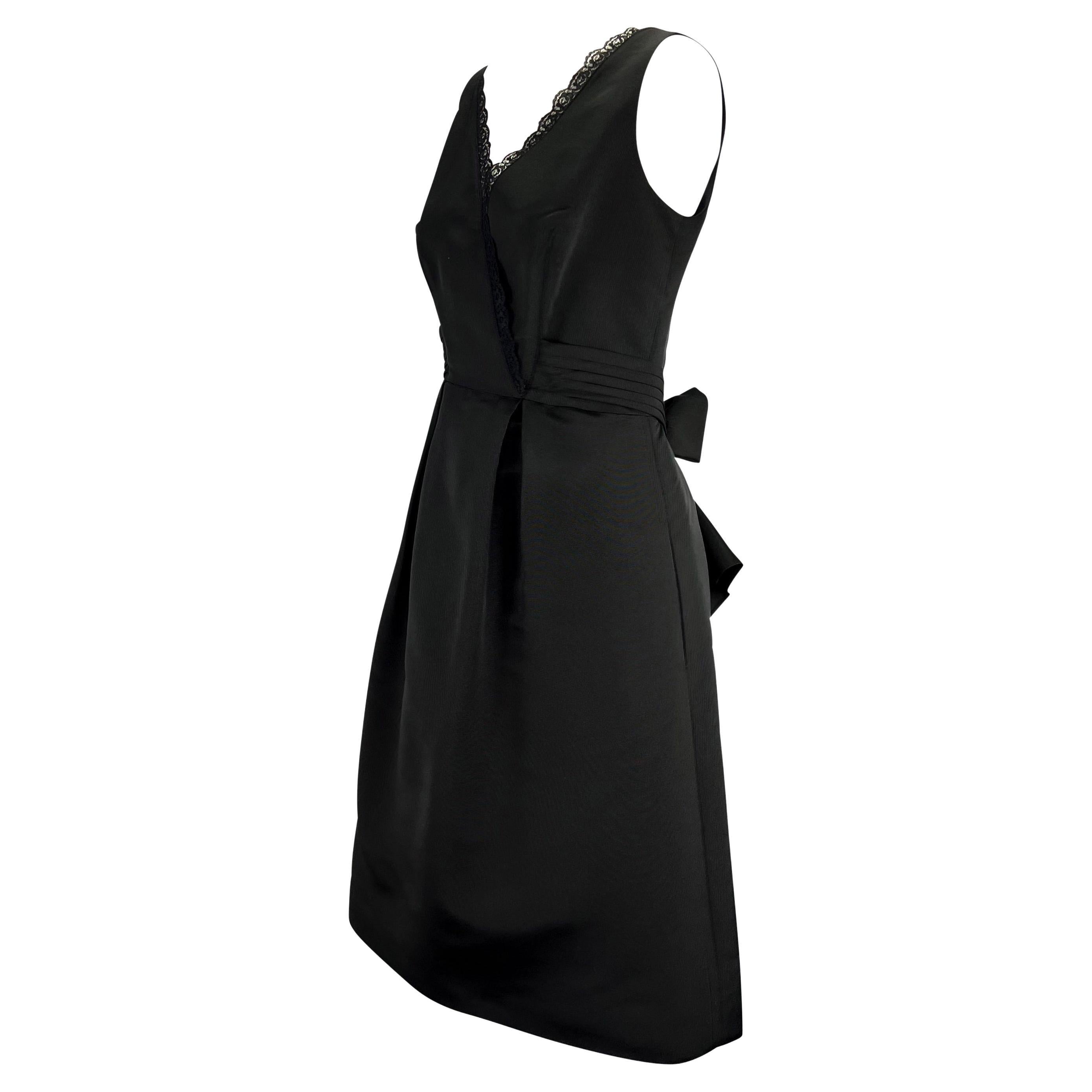 1990s Bill Blass Couture Black Bow Sleeveless Cocktail Dress For Sale