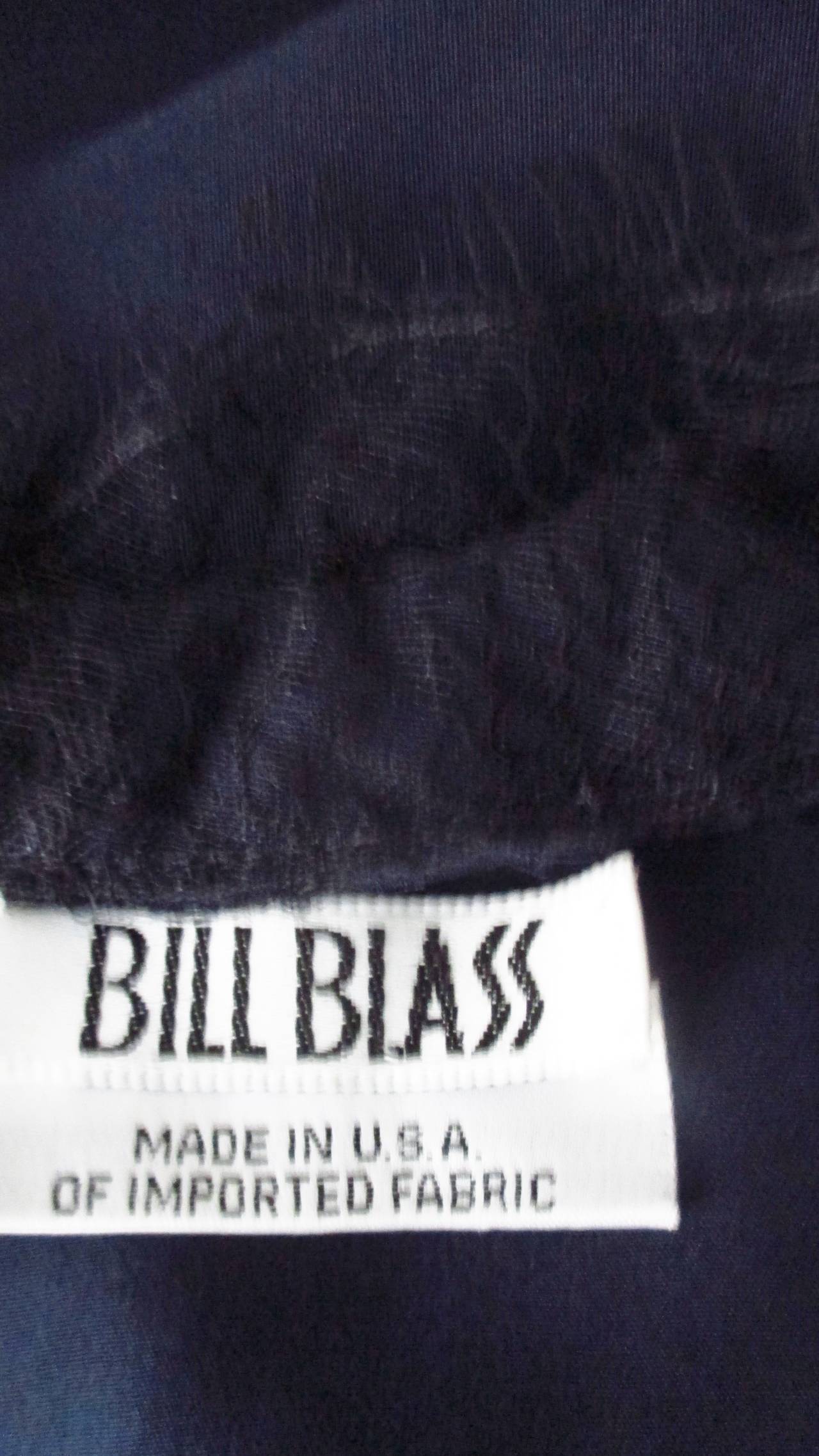 Bill Blass Lace Trim Navy Silk Dress 1990s For Sale 8