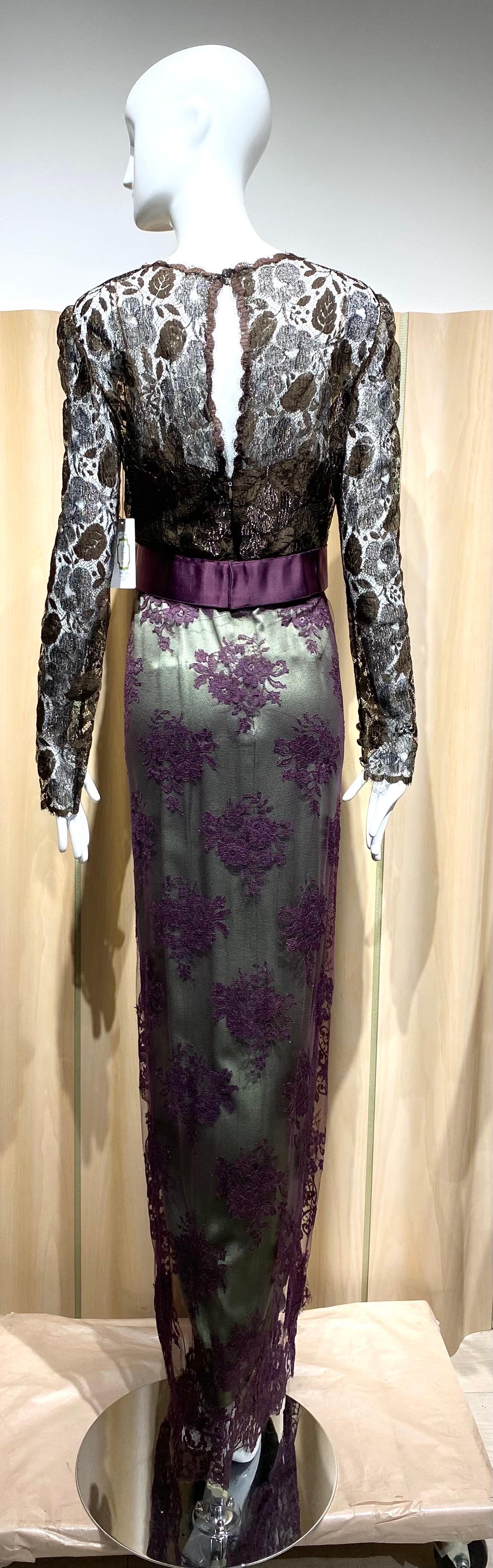 Abito in pizzo di seta multicolore anni '90 di Bill Blass in vendita 7