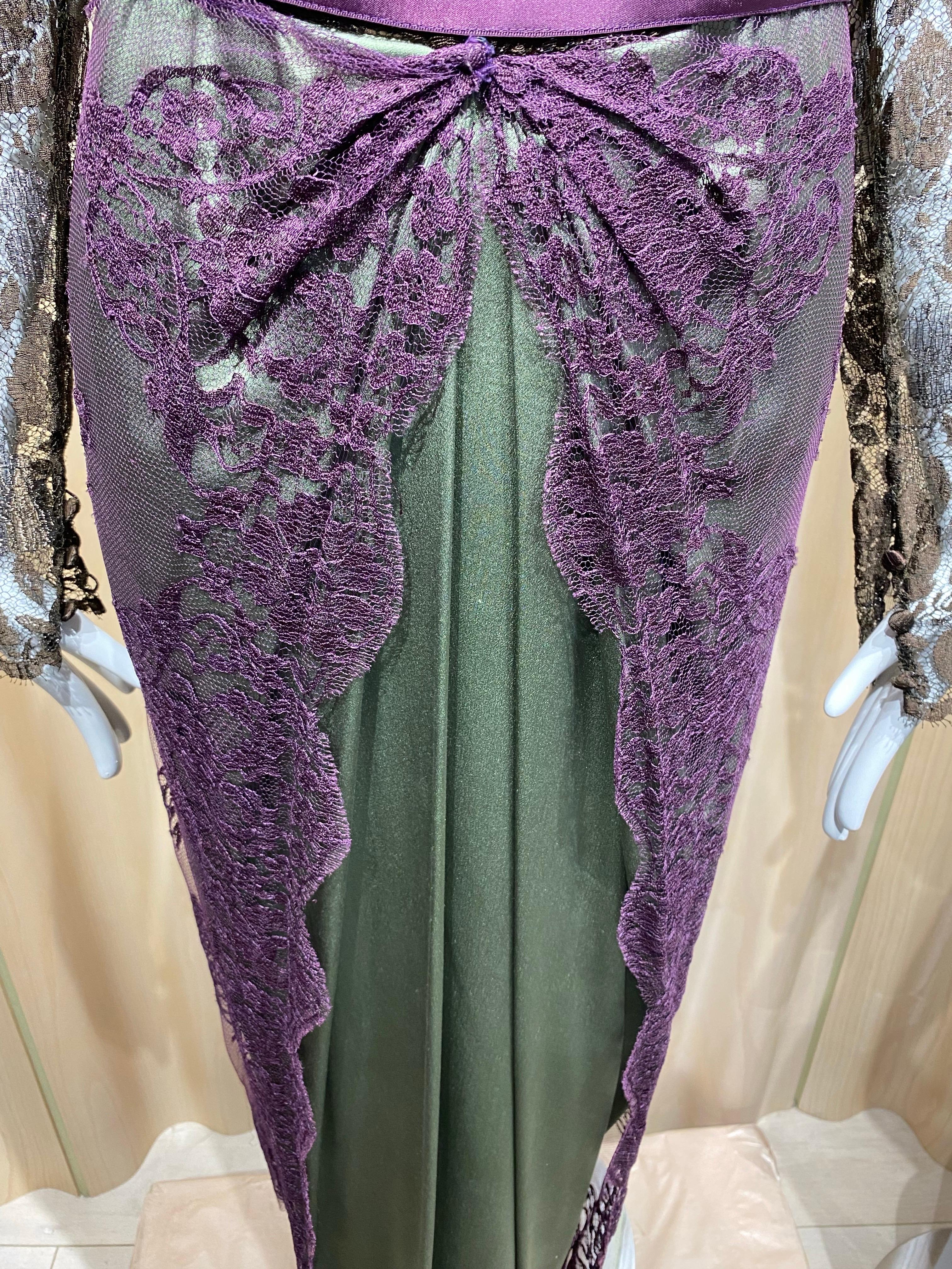 Nero Abito in pizzo di seta multicolore anni '90 di Bill Blass in vendita