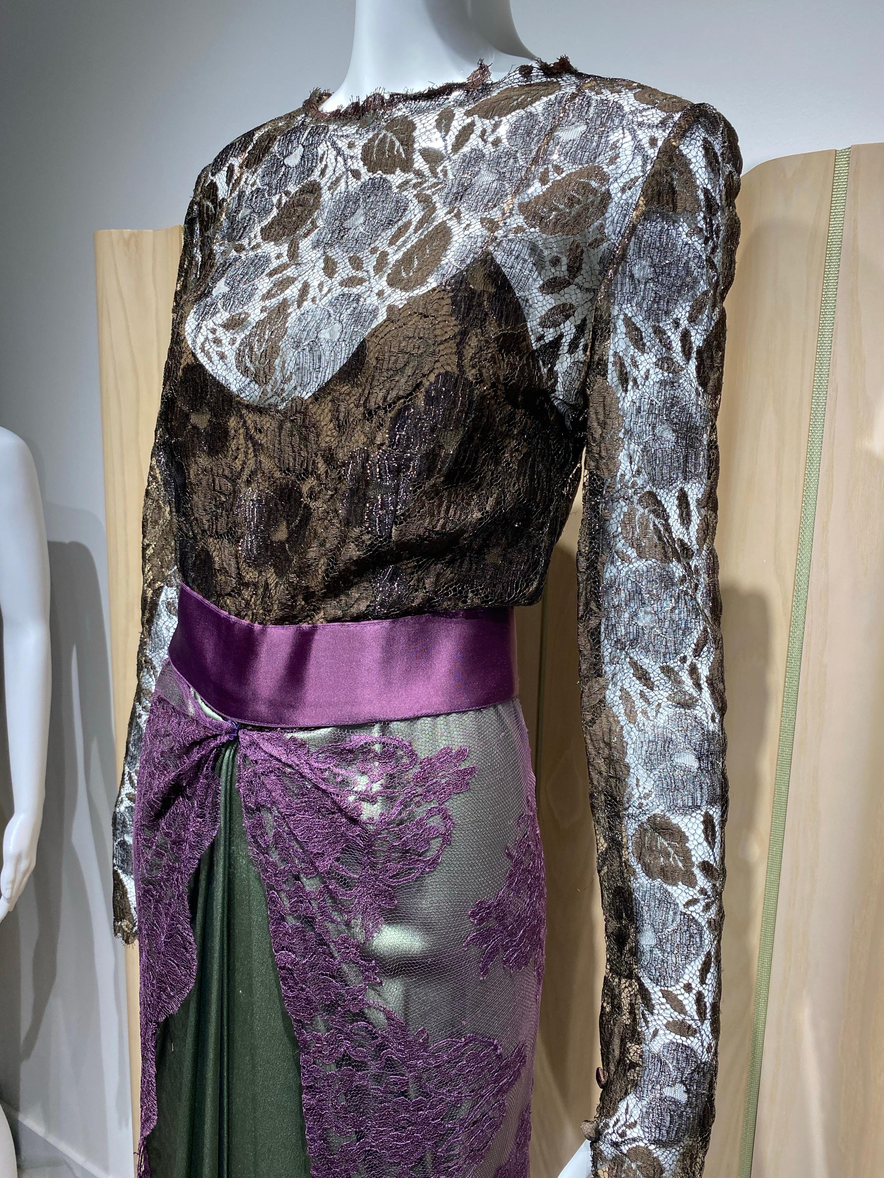 Abito in pizzo di seta multicolore anni '90 di Bill Blass In condizioni buone in vendita a Beverly Hills, CA