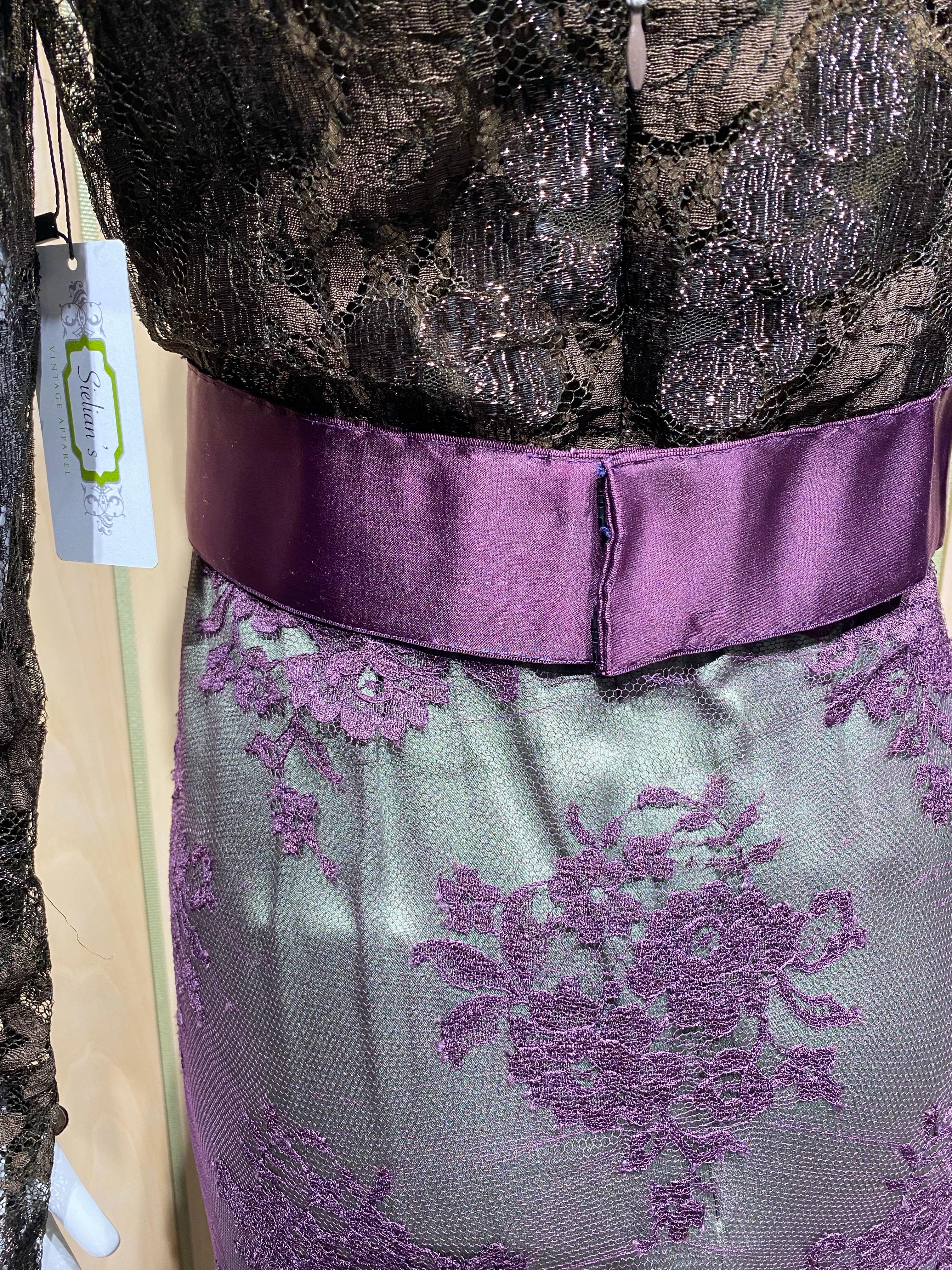 Abito in pizzo di seta multicolore anni '90 di Bill Blass in vendita 1