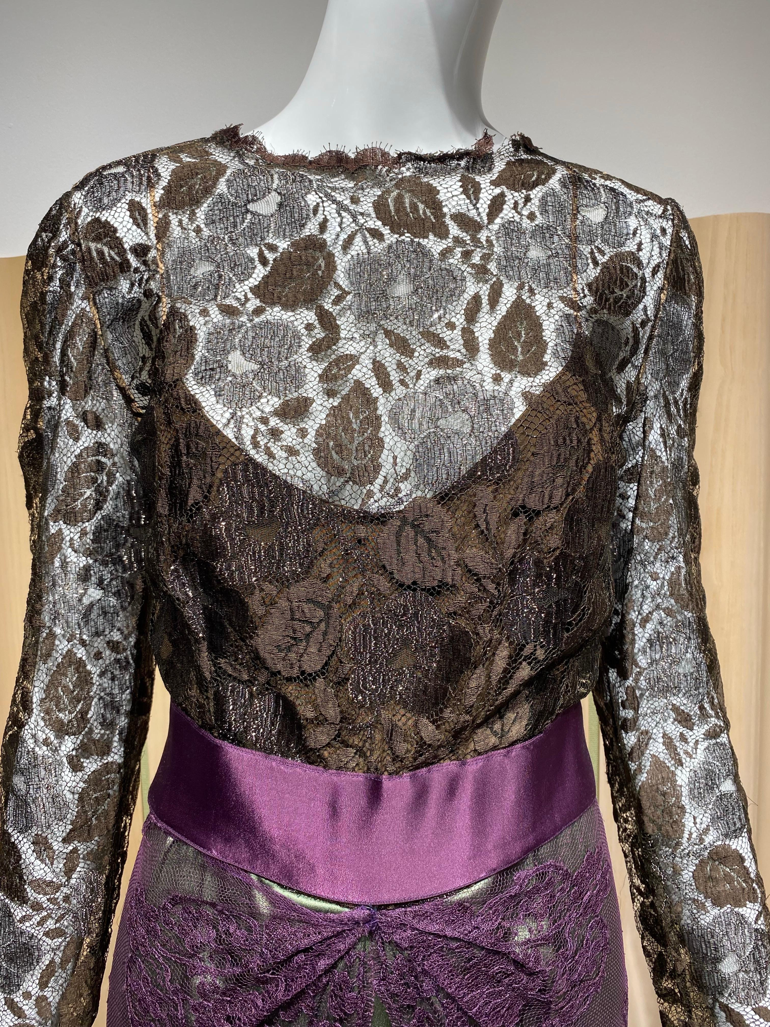 Abito in pizzo di seta multicolore anni '90 di Bill Blass in vendita 2