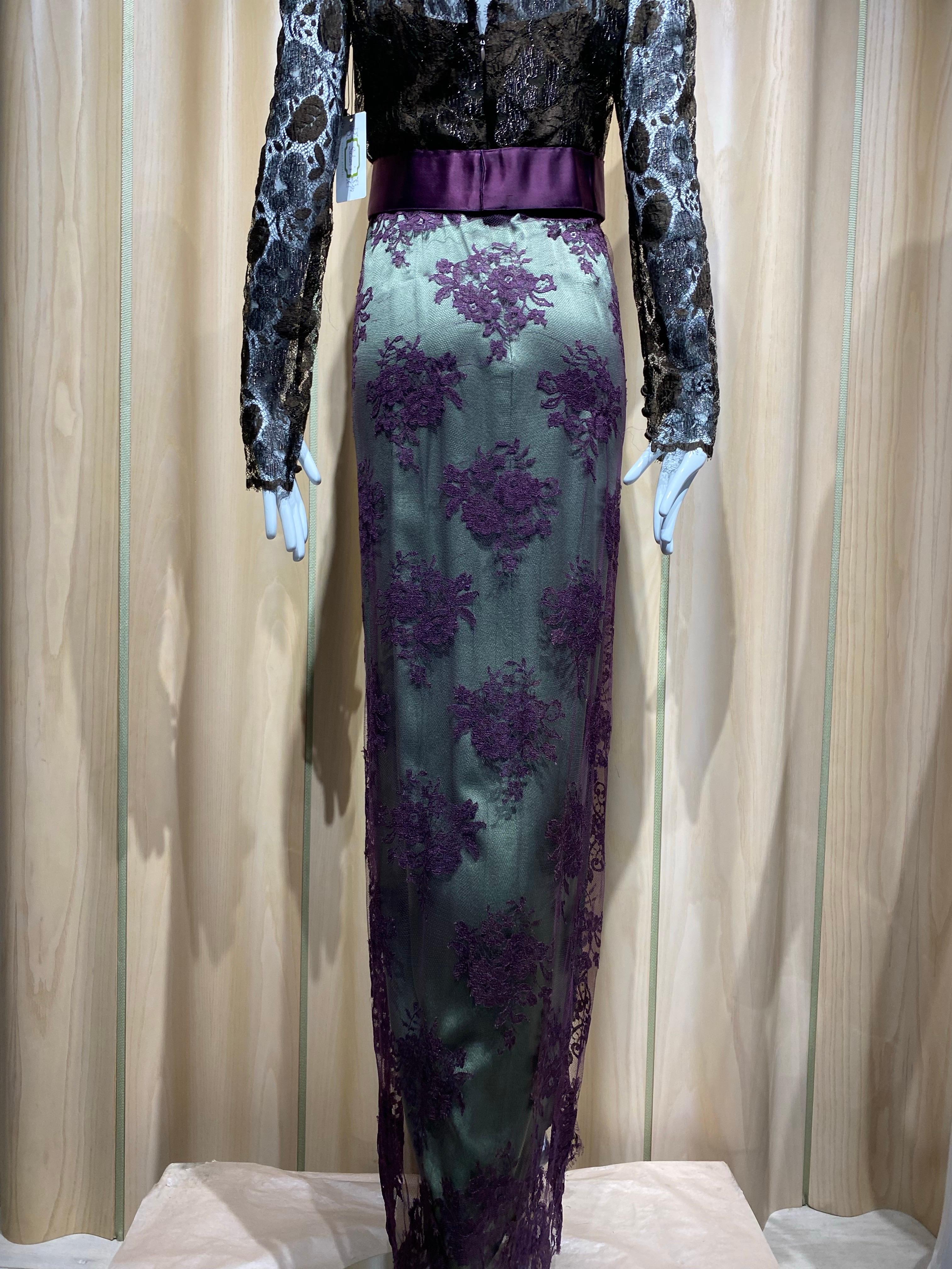 Abito in pizzo di seta multicolore anni '90 di Bill Blass in vendita 4