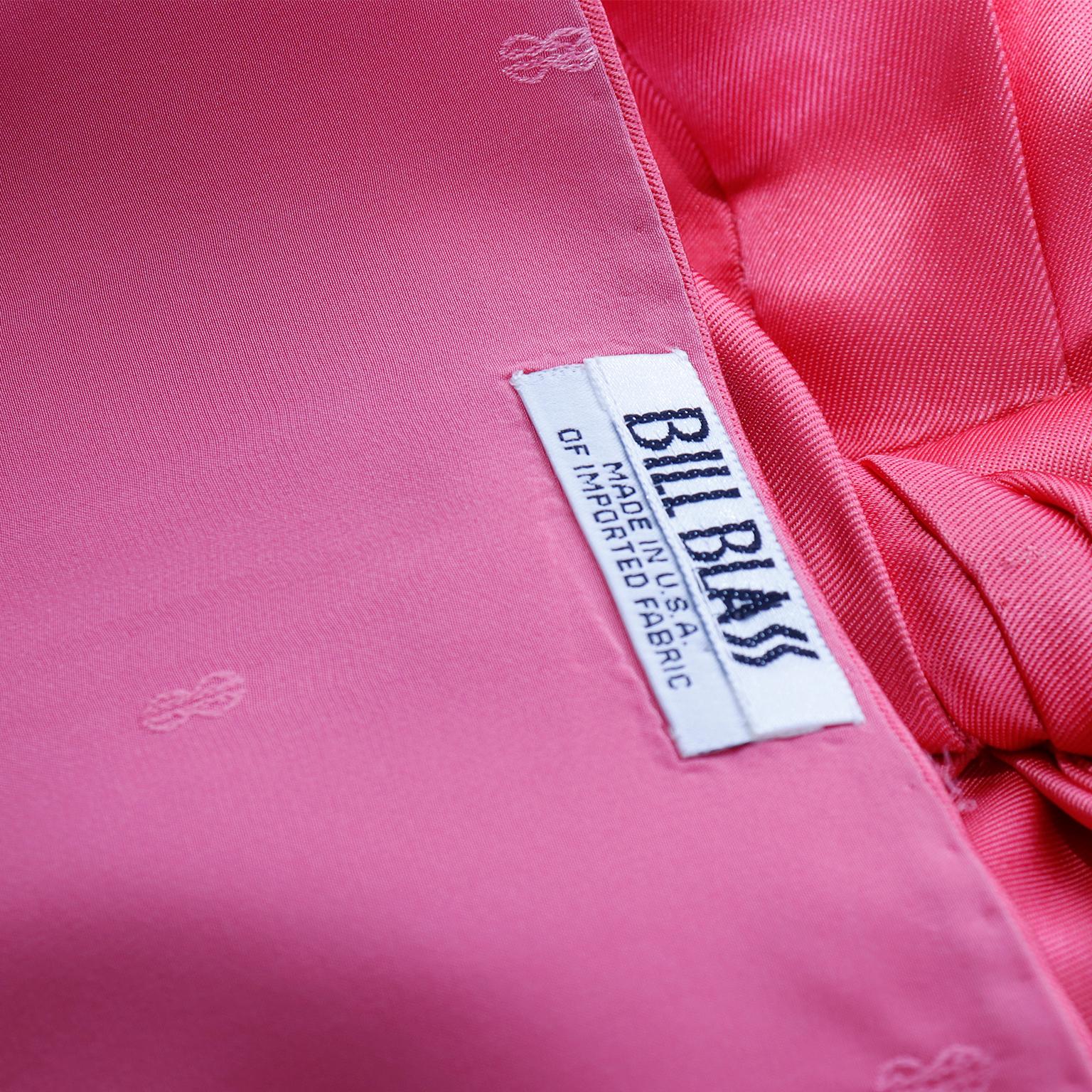 1990s Bill Blass Vintage Salmon Pink Dress Silk Draped Sleeveless Evening Gown For Sale 6