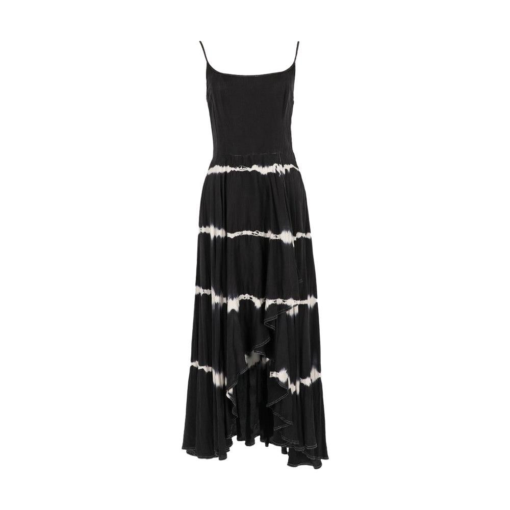 1990S Black and White Tie-dye Silk Dress