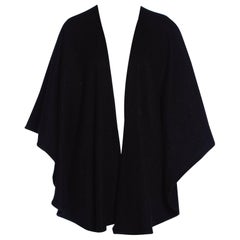 Vintage 1990S Black Cashmere Knit Minimal Cape Shawl