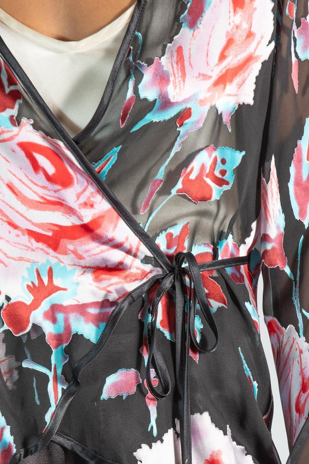1990S Black Chinese Rayon & Silk Burnout Chiffon Two Piece Pajamas For Sale 6
