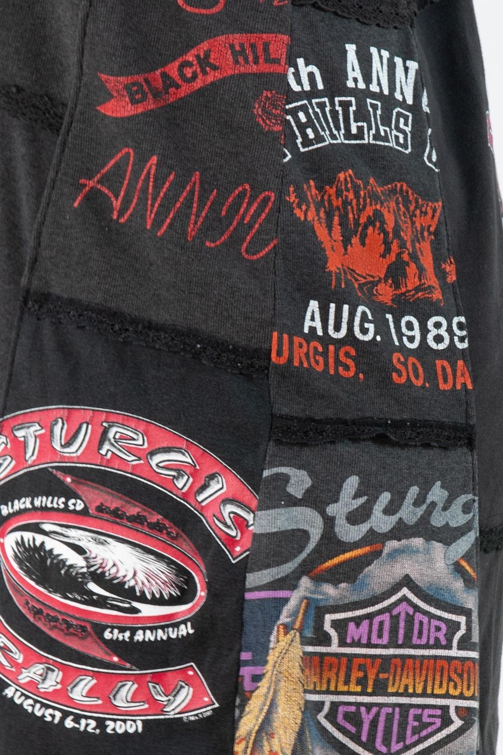 1990S Black Distressed Cotton Vintage Biker T-Shirt Patchwork Dress For Sale 5
