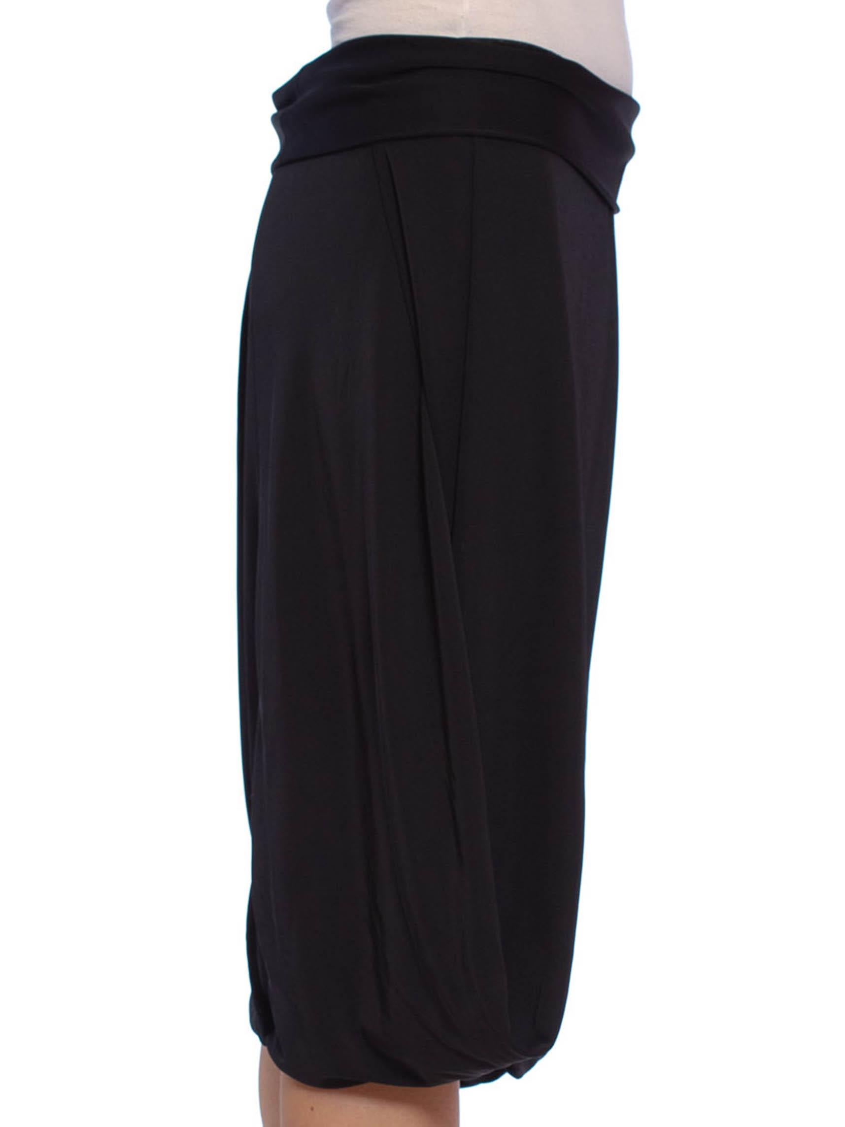 1990S Black Draped Poly Blend Jersey Asymmetrical Skirt For Sale 7