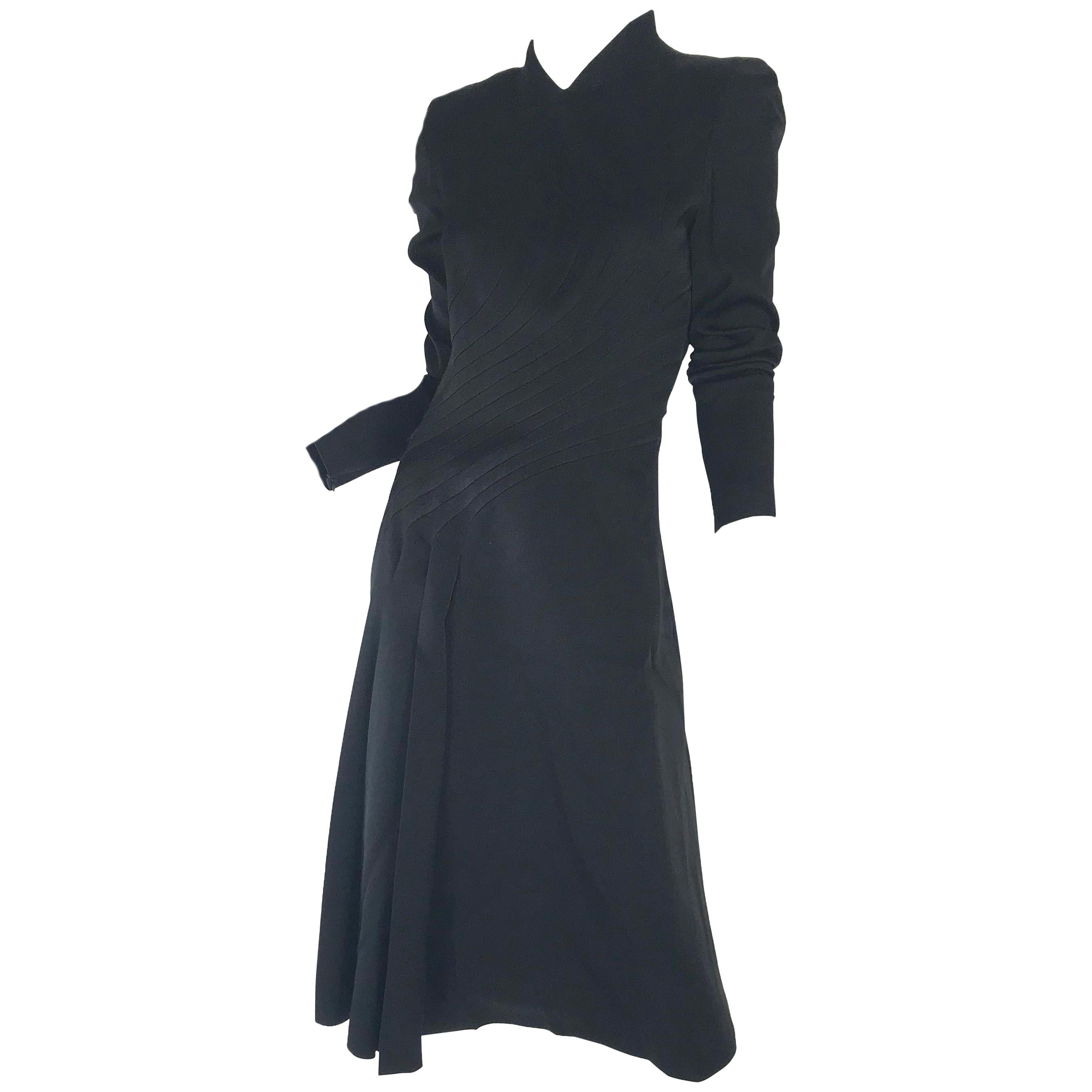 1990s black John Galliano dress with diagonal seams
