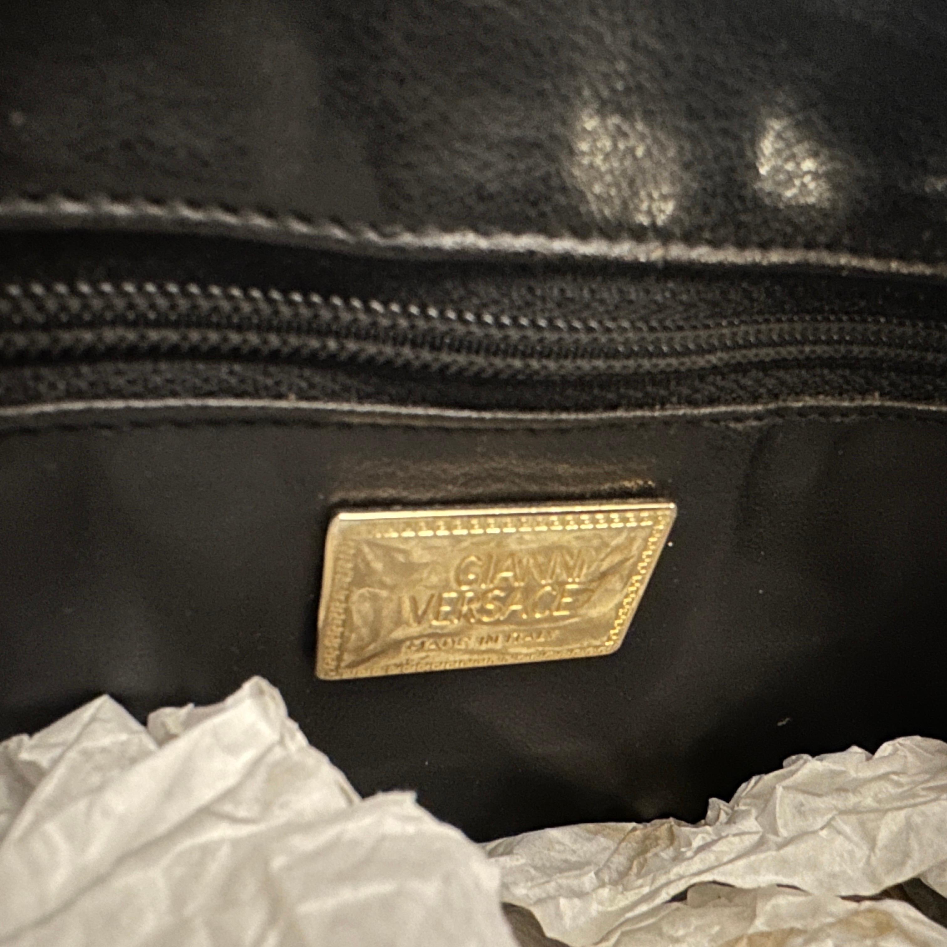 1990s Black Leather Medusa Bag by Gianni Versace For Sale 7
