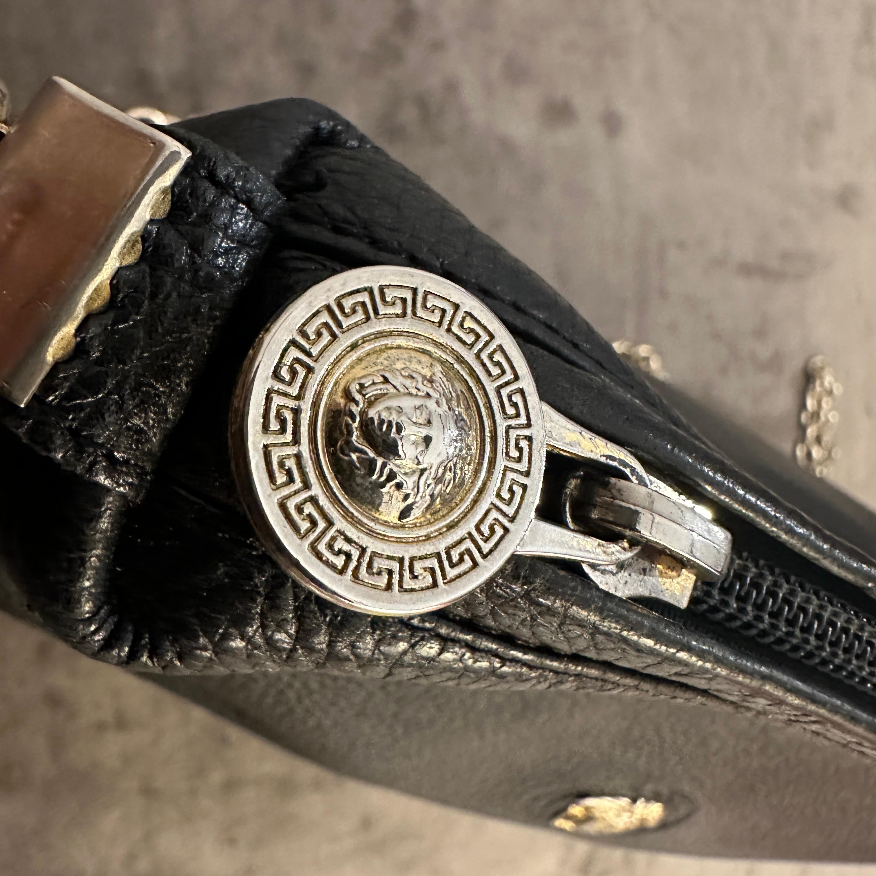 1990s Black Leather Medusa Bag by Gianni Versace For Sale 2