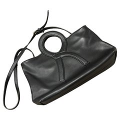 1990s  Black Leather Shoulder Bag by Roberta di Camerino