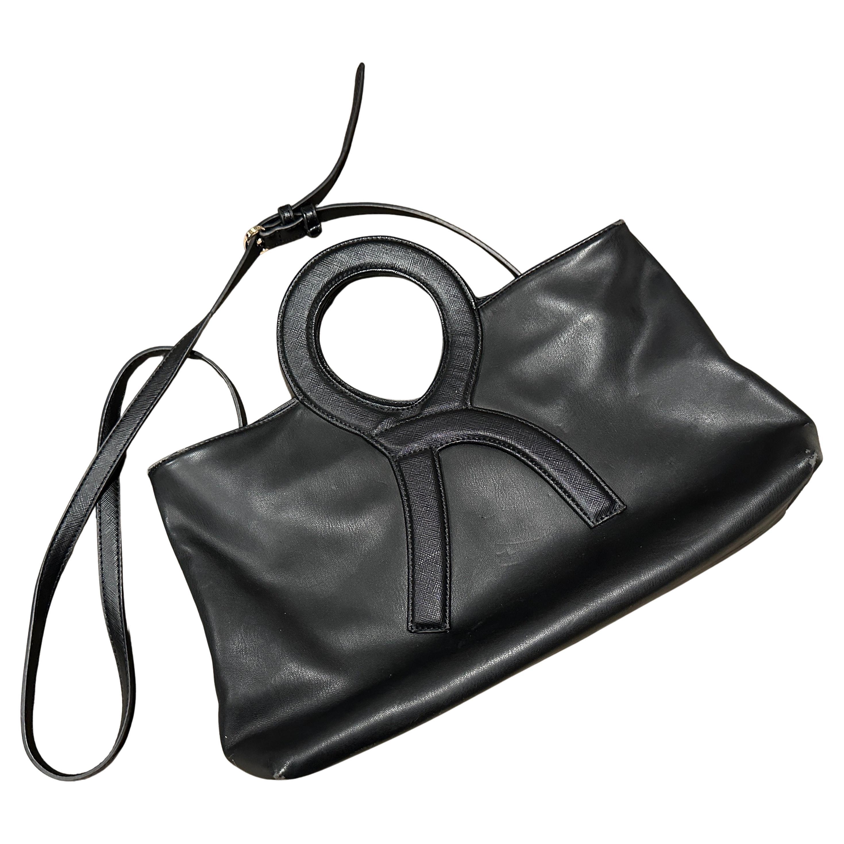1990s  Black Leather Shoulder Bag by Roberta di Camerino
