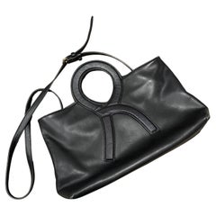 1990s  Black Leather Shoulder Bag by Roberta di Camerino