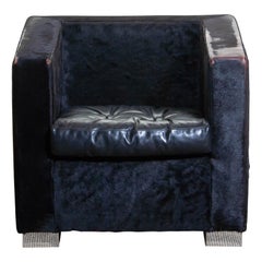1990s, Black Lounge Chair in Pony and Leather by Rodolfo Dordoni for Minotti