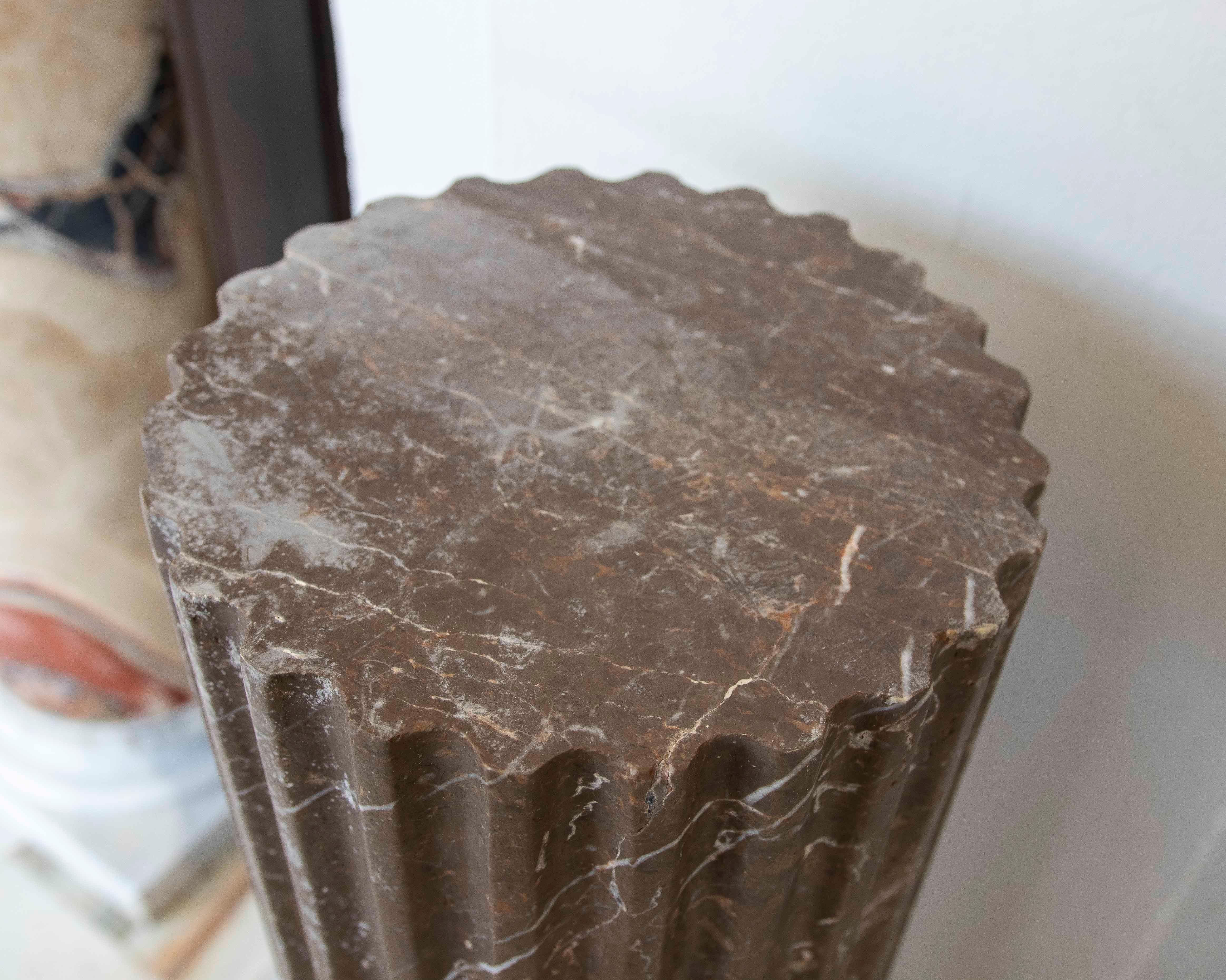 20th Century 1990s Black Marble Column/Cylindrical Base on a White Marble Base For Sale