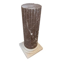 1990s Black Marble Column/Cylindrical Base on a White Marble Base