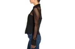 1990S Black Poly/Nylon Fishnet Bustier Top
