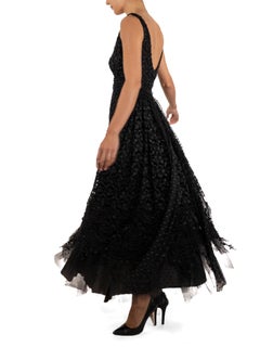 1990S Black Poly/Nylon Lace & Layers Of Tulle Ball Gown