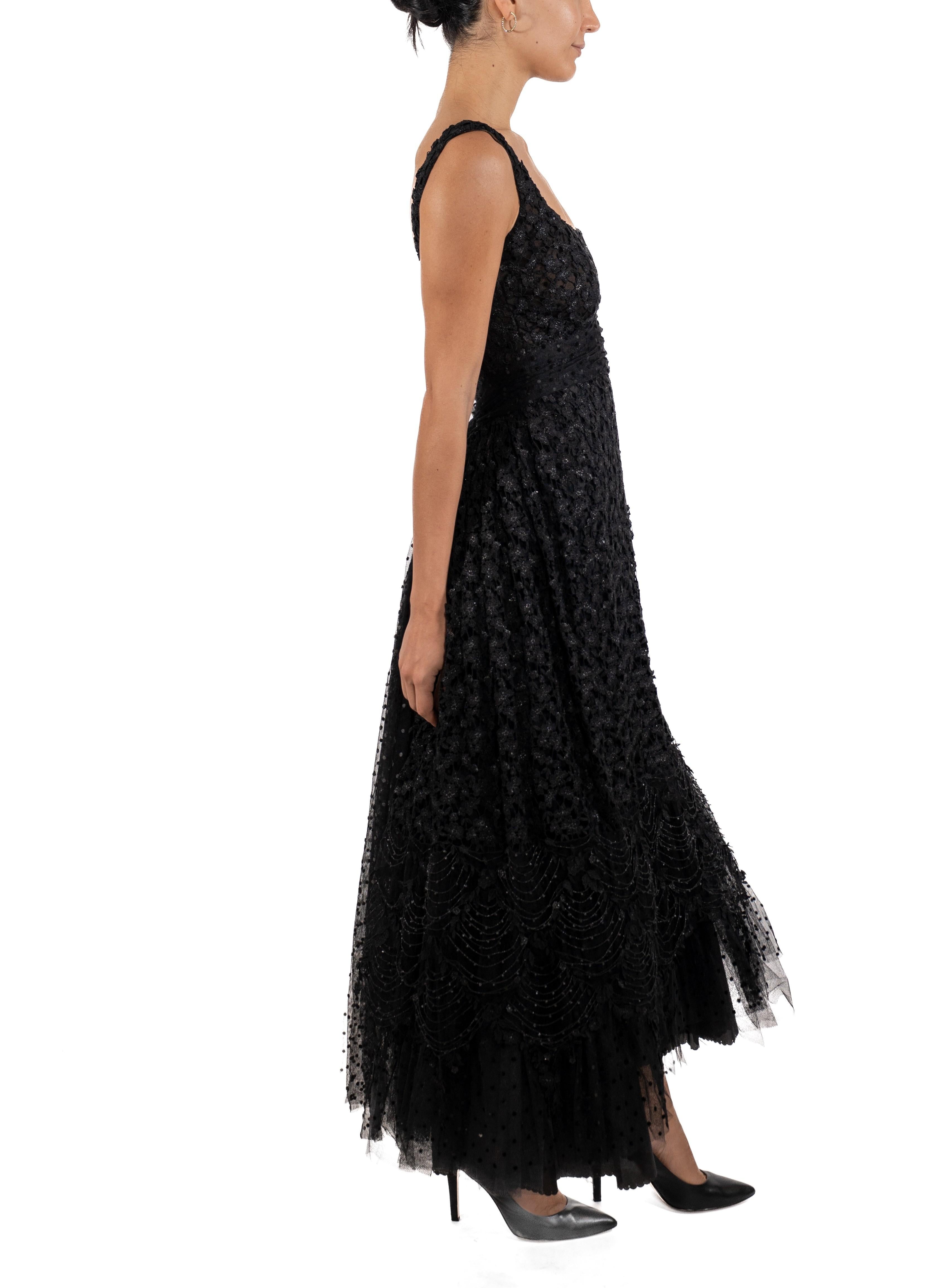 Women's 1990S Black Poly/Nylon Lace & Layers Of Tulle Ball Gown For Sale