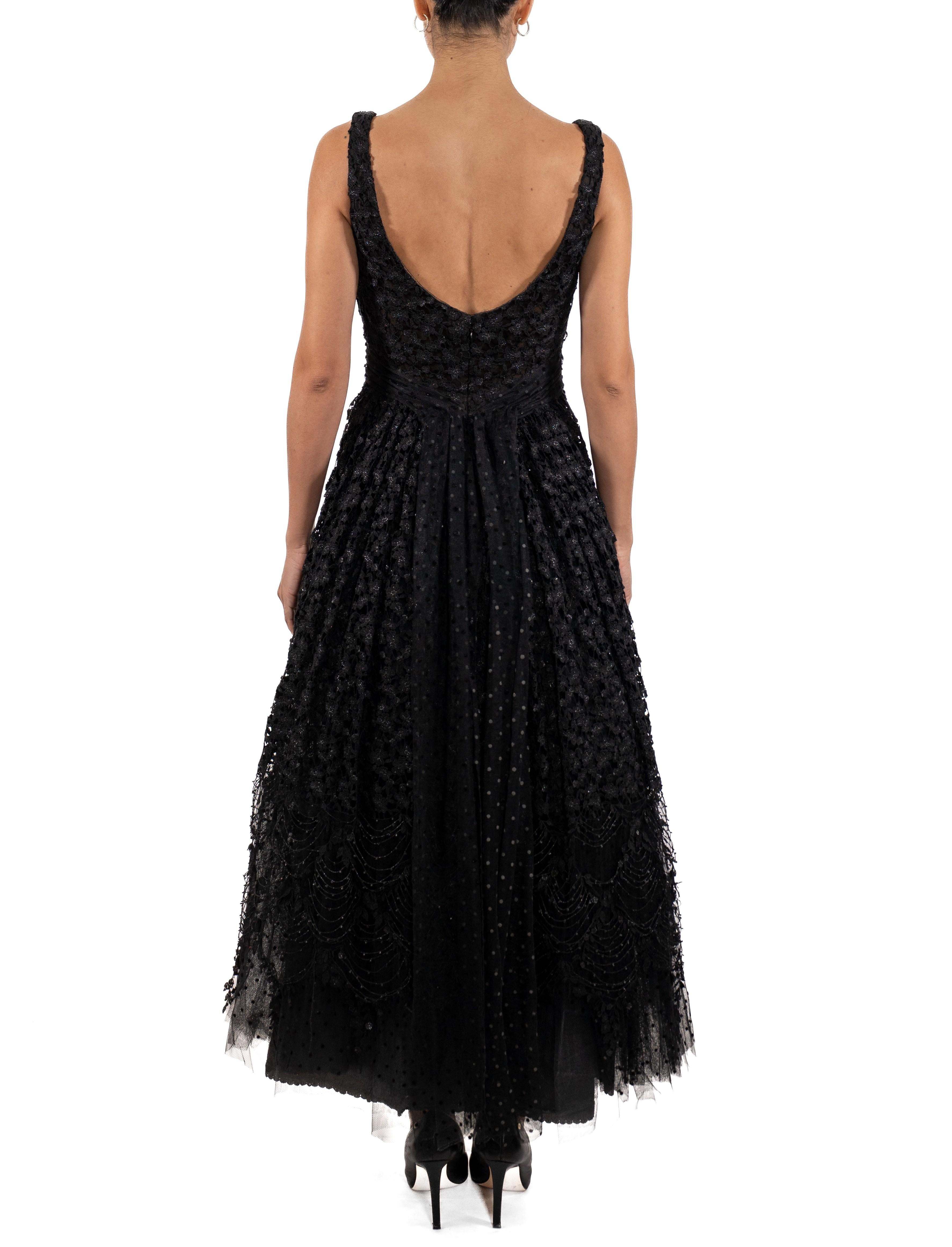 1990S Black Poly/Nylon Lace & Layers Of Tulle Ball Gown For Sale 2