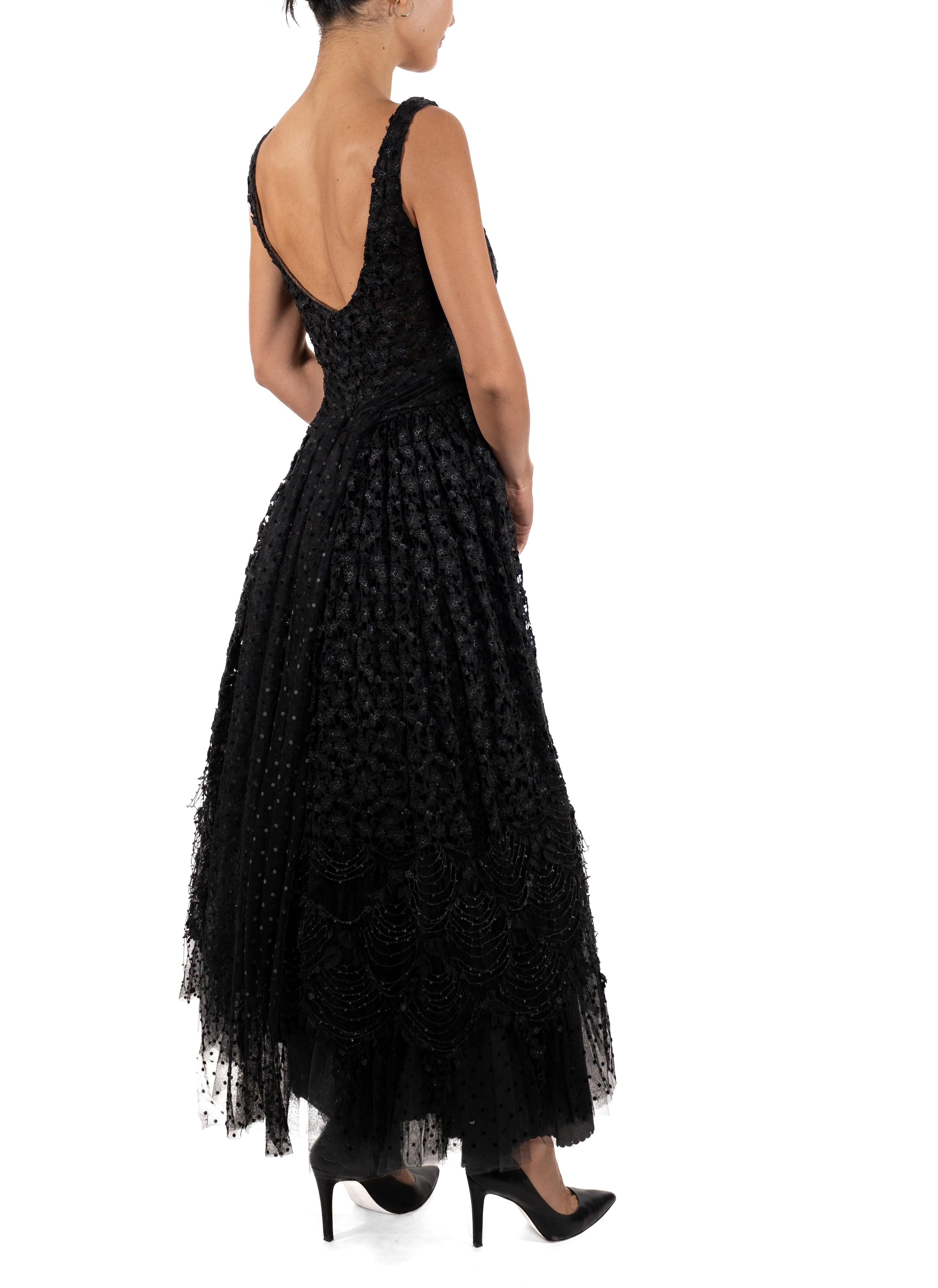 1990S Black Poly/Nylon Lace & Layers Of Tulle Ball Gown For Sale 3