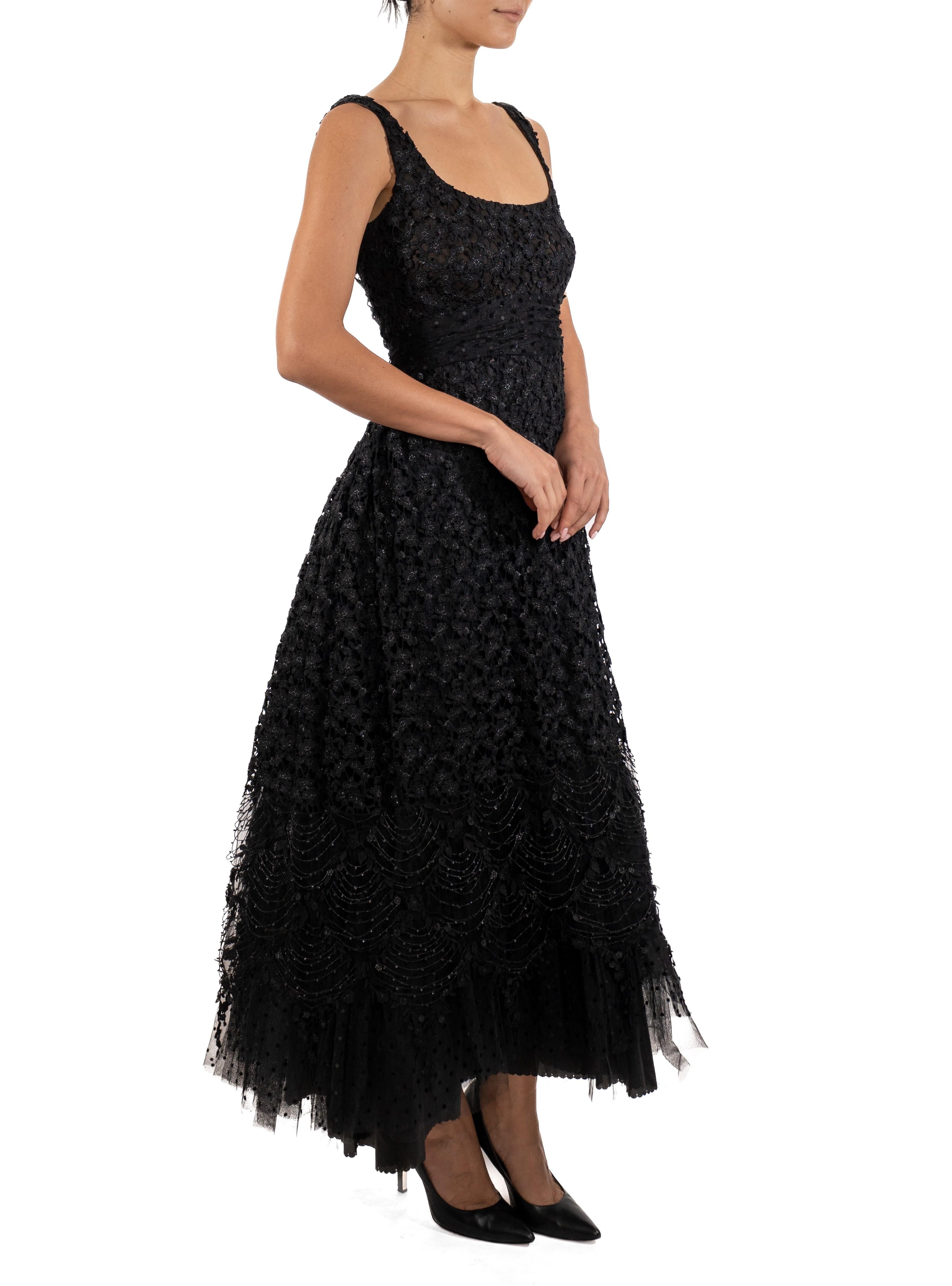 1990S Black Poly/Nylon Lace & Layers Of Tulle Ball Gown For Sale 4