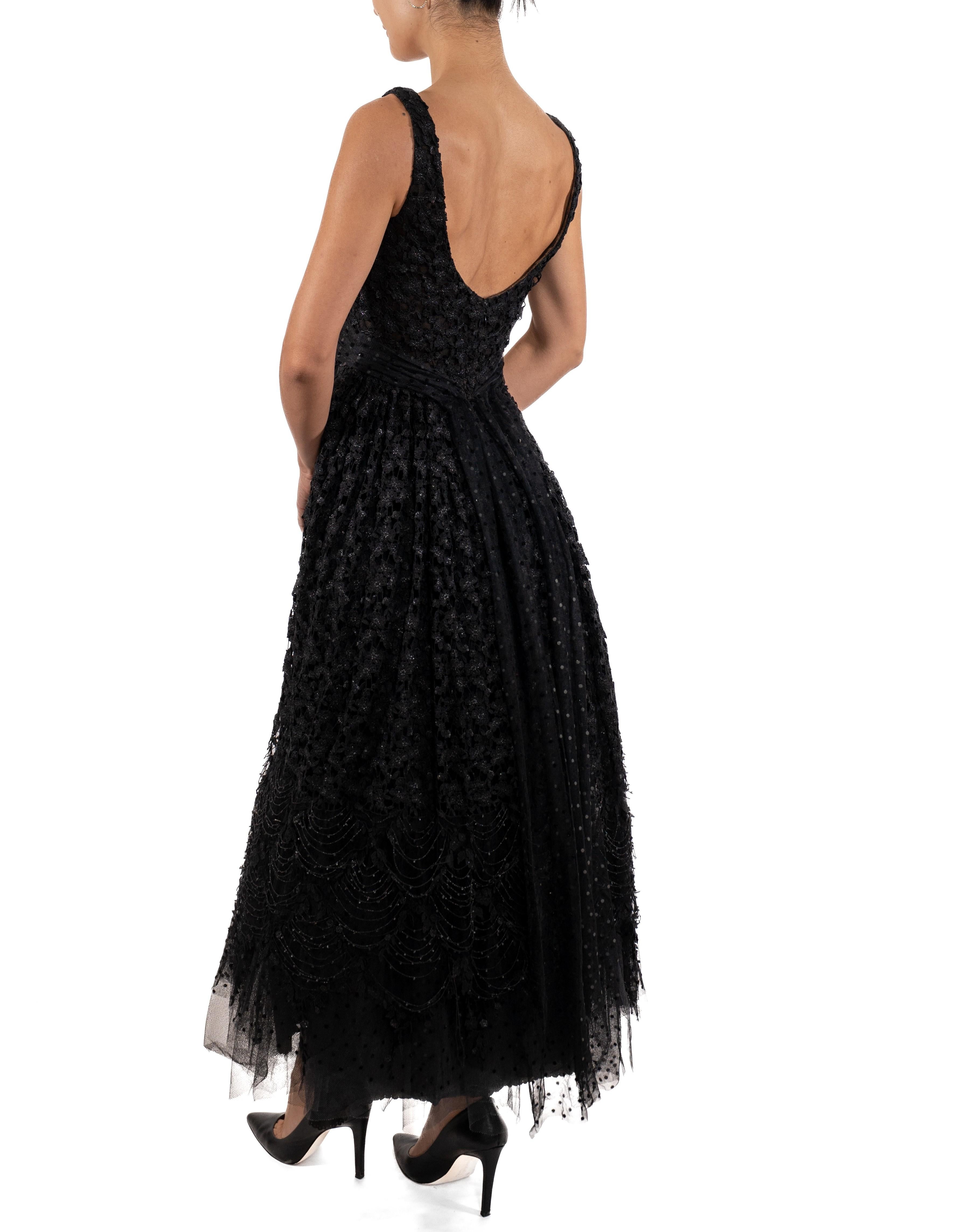 1990S Black Poly/Nylon Lace & Layers Of Tulle Ball Gown For Sale 5