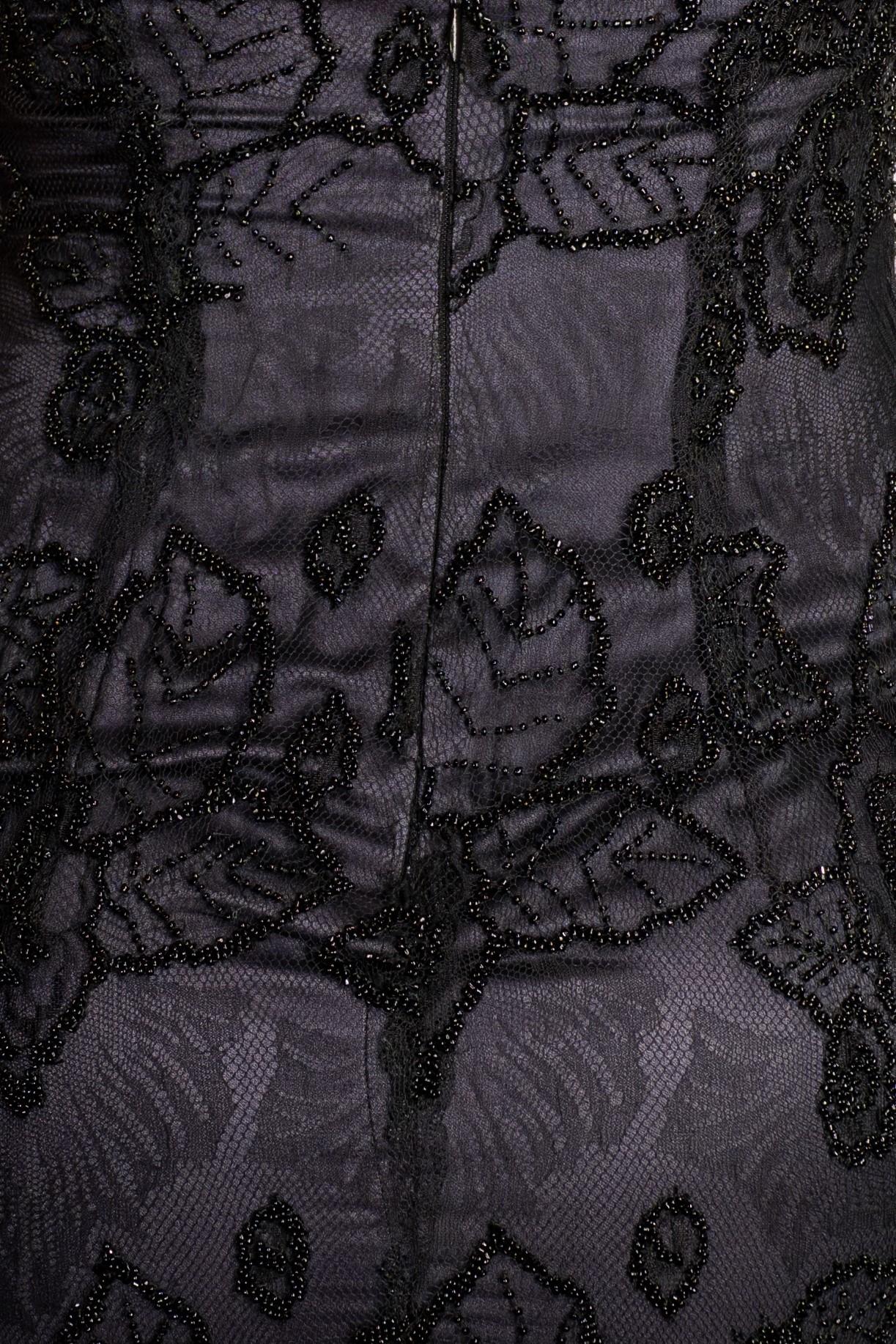 Abito con perline in pizzo Chantilly in Rayon e seta nera e viola degli anni '90 in vendita 3