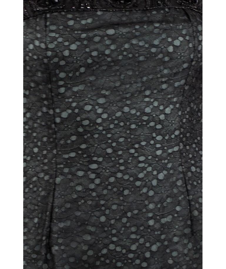 1990S Black Rayon & Silk Lace Gown Underlined In Aqua Blue For Sale 6