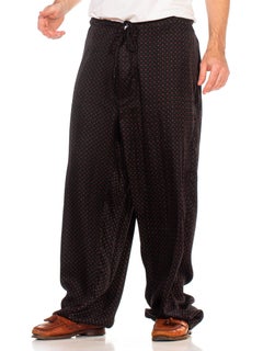 1990S Black & Red Silk Jacquard Men's Pajamas