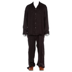 1990S Black & Red Silk Jacquard Men's Pajamas