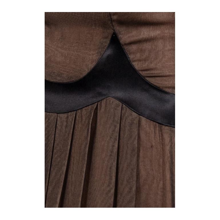 1990S Black Semi-Sheer Silk Chiffon & Satin 1940S Style Gown For Sale 4