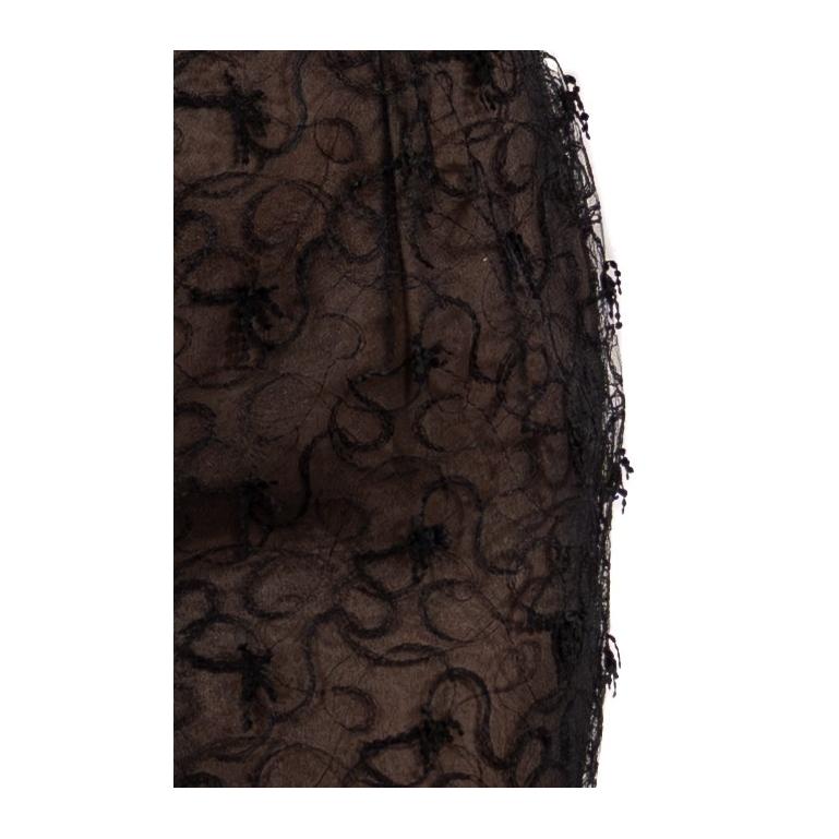 1990S Black Semi-Sheer Silk Lace Low Back Gown With Train For Sale 6