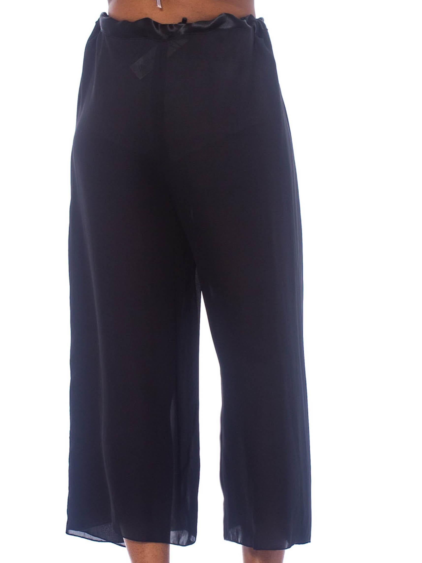 1990S Black Silk Chiffon Adjustable Wrap Pants For Sale 3
