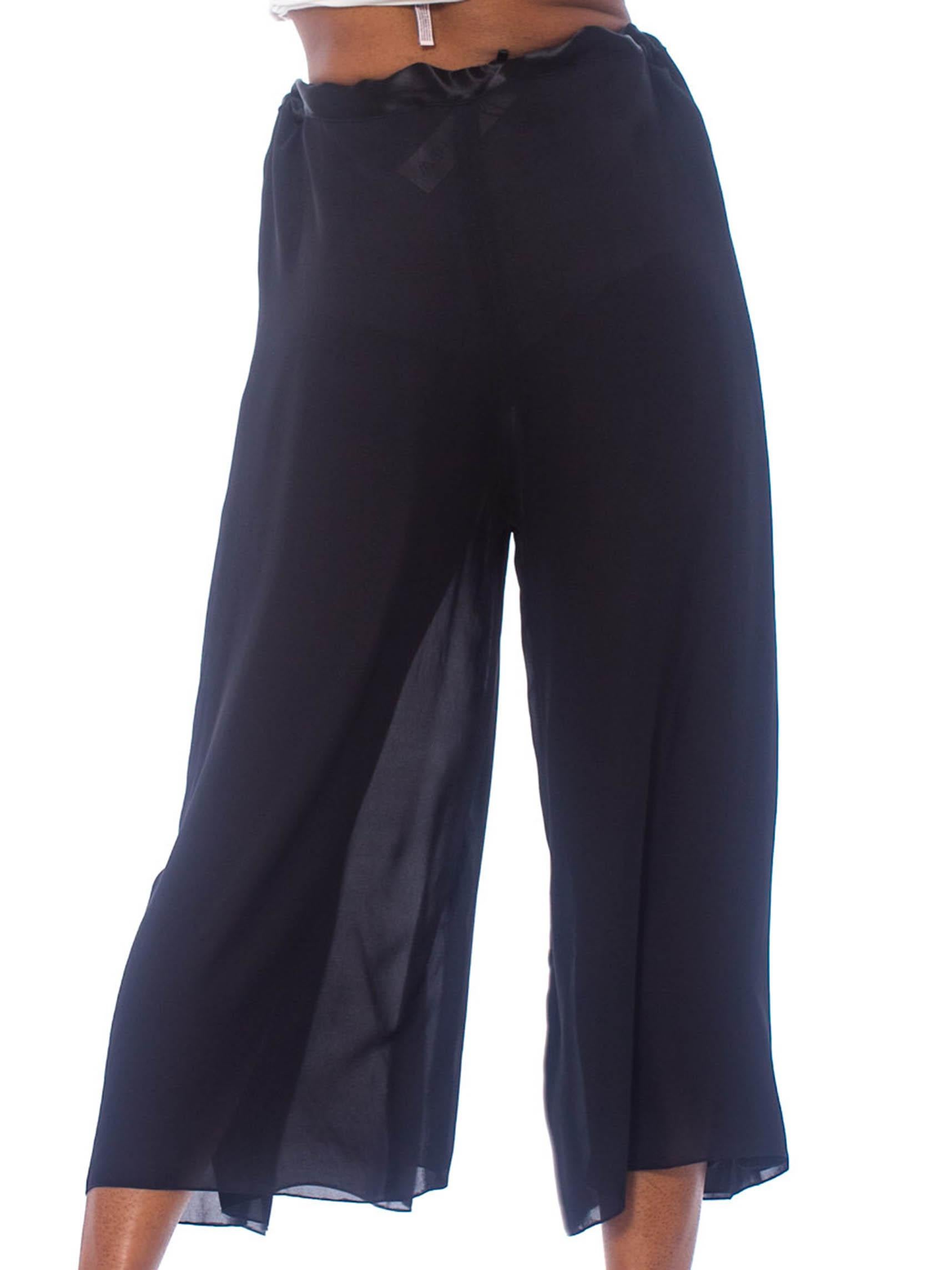 1990S Black Silk Chiffon Adjustable Wrap Pants For Sale 4