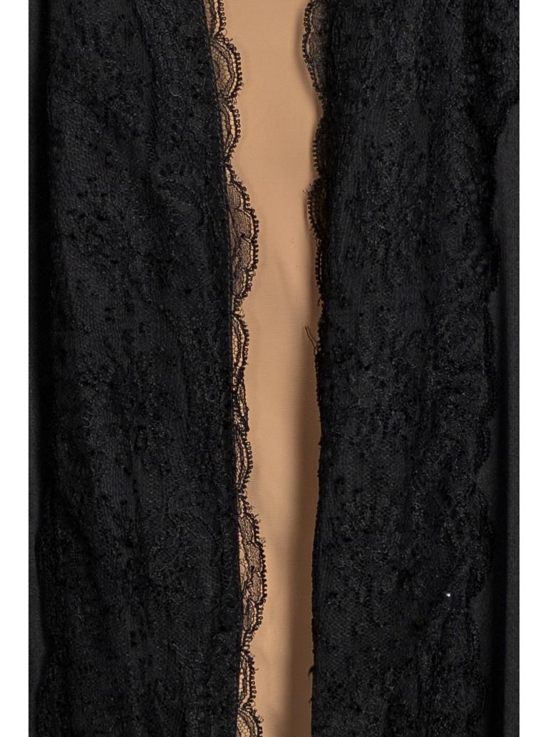 1990S Chiffon de soie noire et dentelle  Robe avec détachement en velours en vente 4