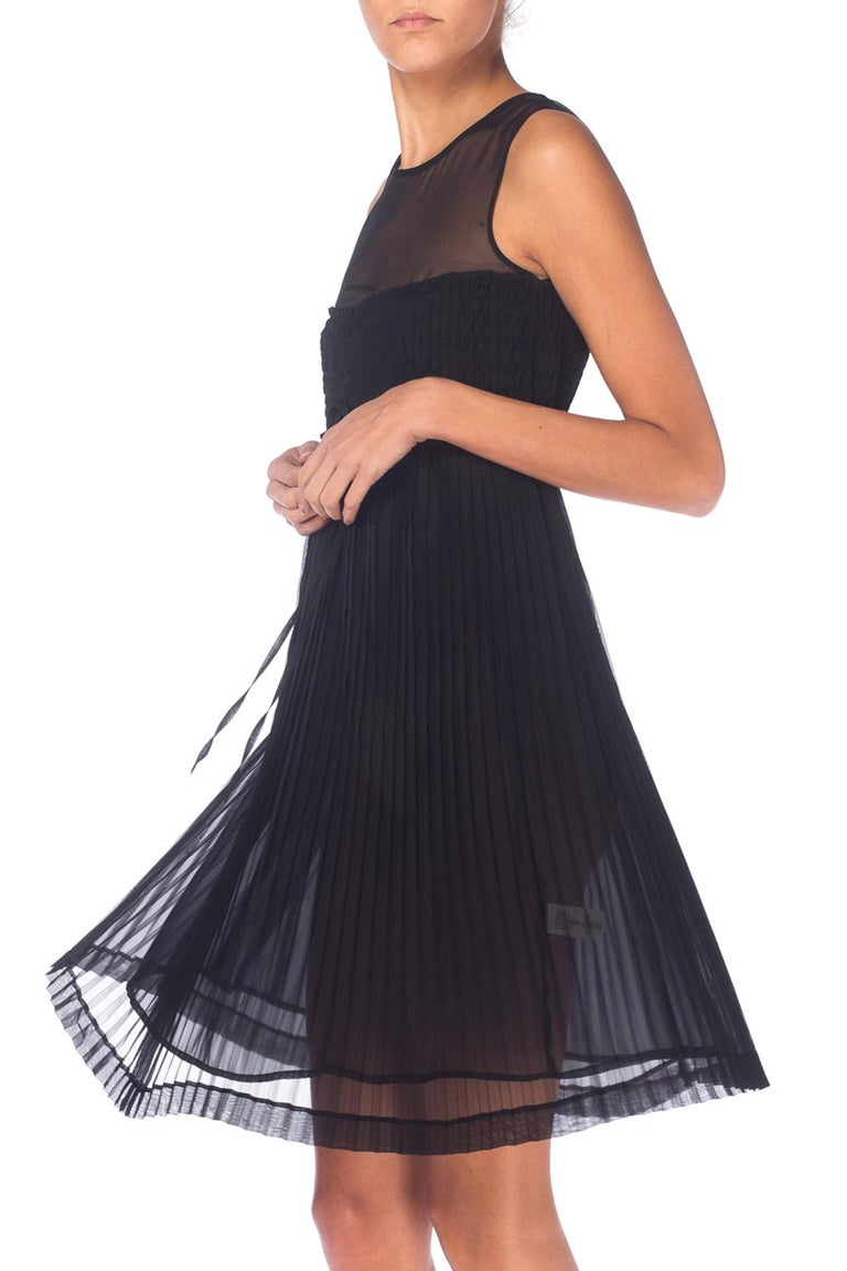 1990S Black Silk Chiffon Sheer Pleated Dress For Sale at 1stDibs — free download