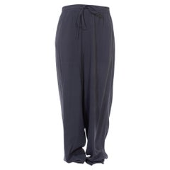 1990S Black Silk Faded Wash Elastic & Drawstring Pants