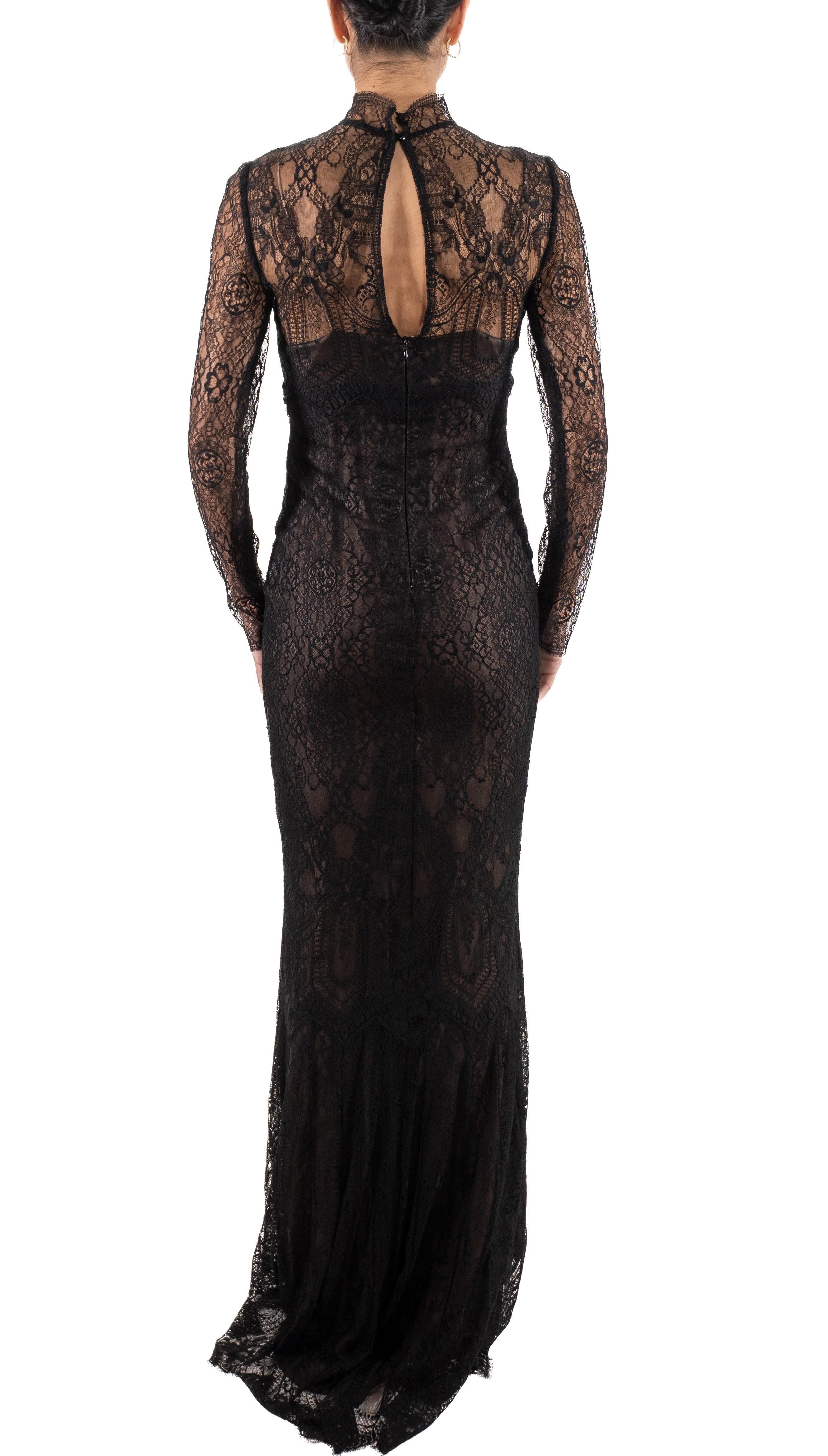 Women's 1990S Black Silk Lace Gown For Sale