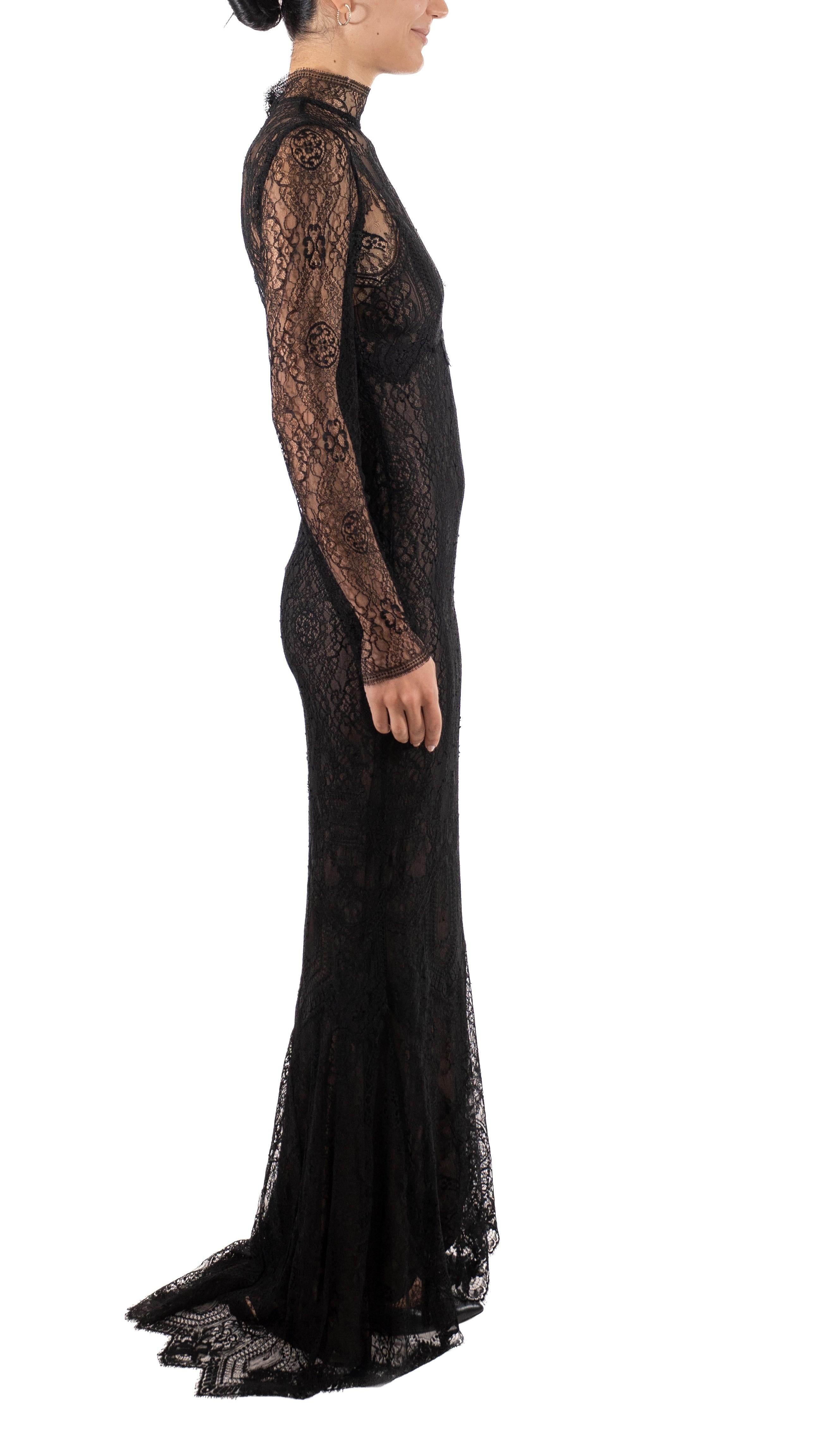 1990S Black Silk Lace Gown For Sale 1