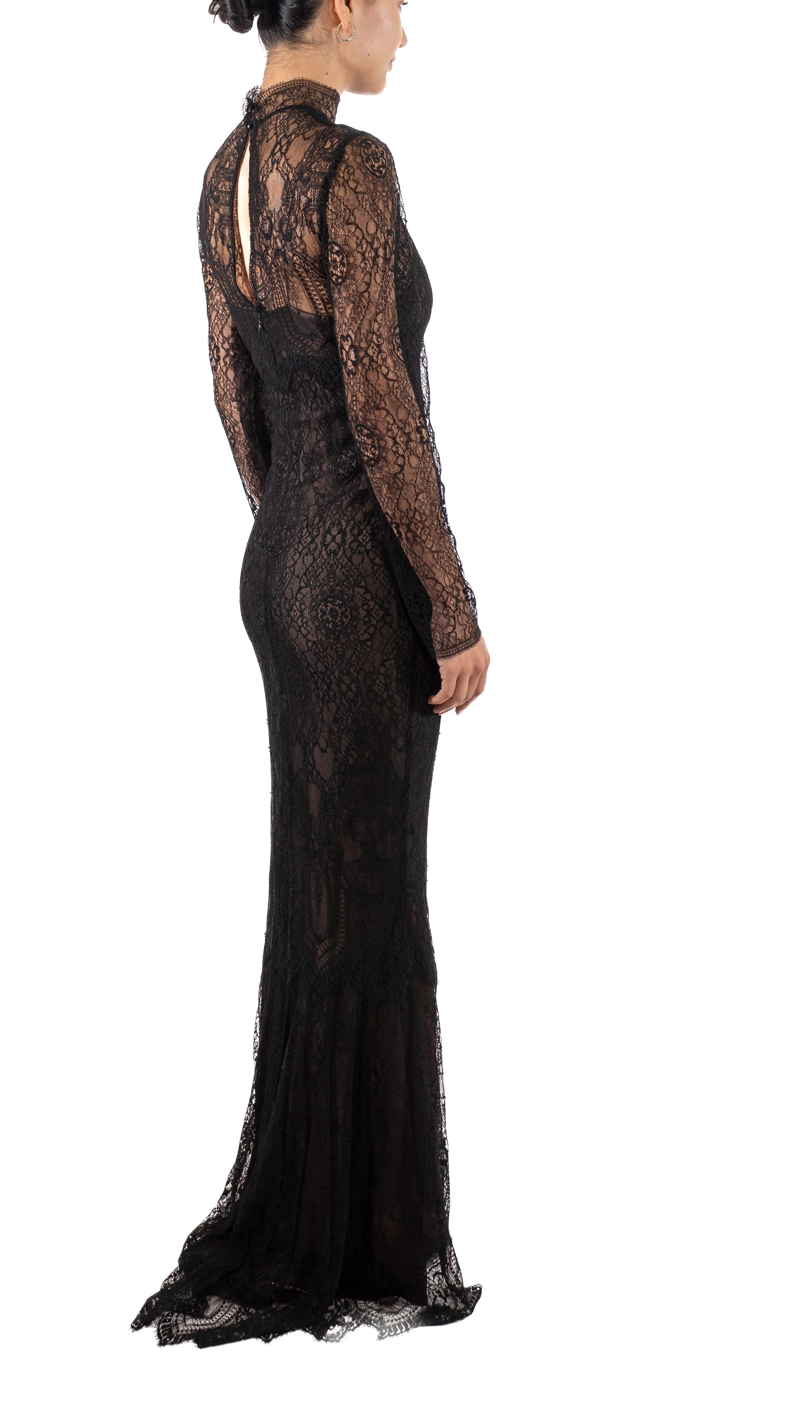 1990S Black Silk Lace Gown For Sale 5