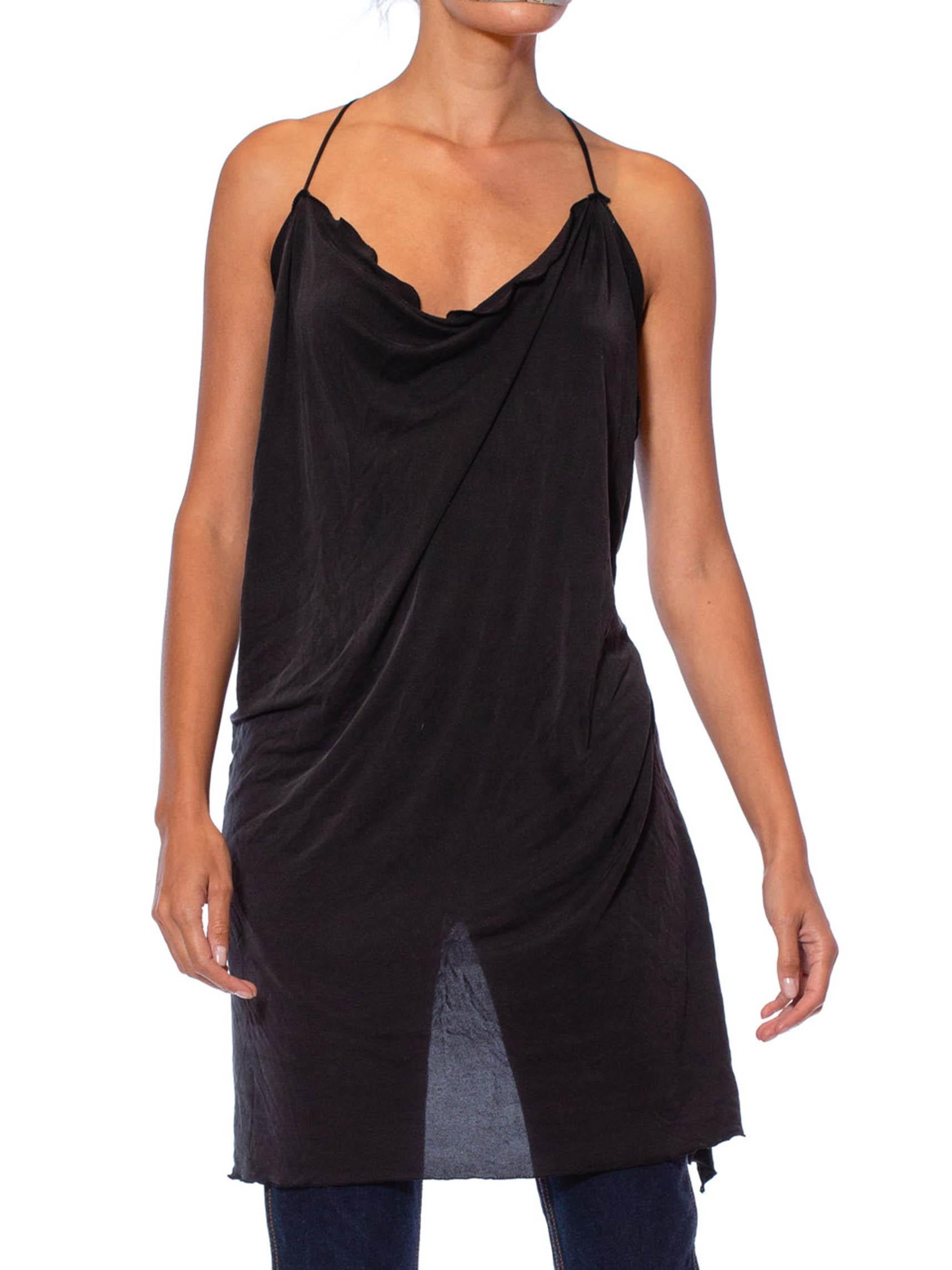 1990S Black Washed Silk Jersey Draped Camisole In Excellent Condition In New York, NY