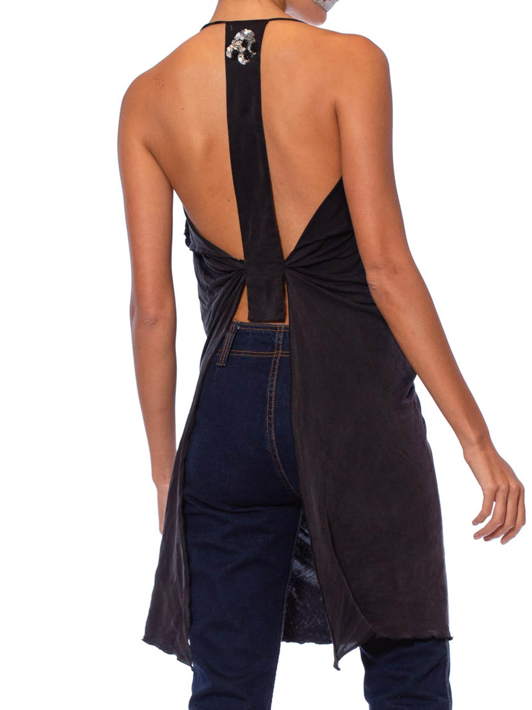 1990S Black Washed Silk Jersey Draped Camisole 1