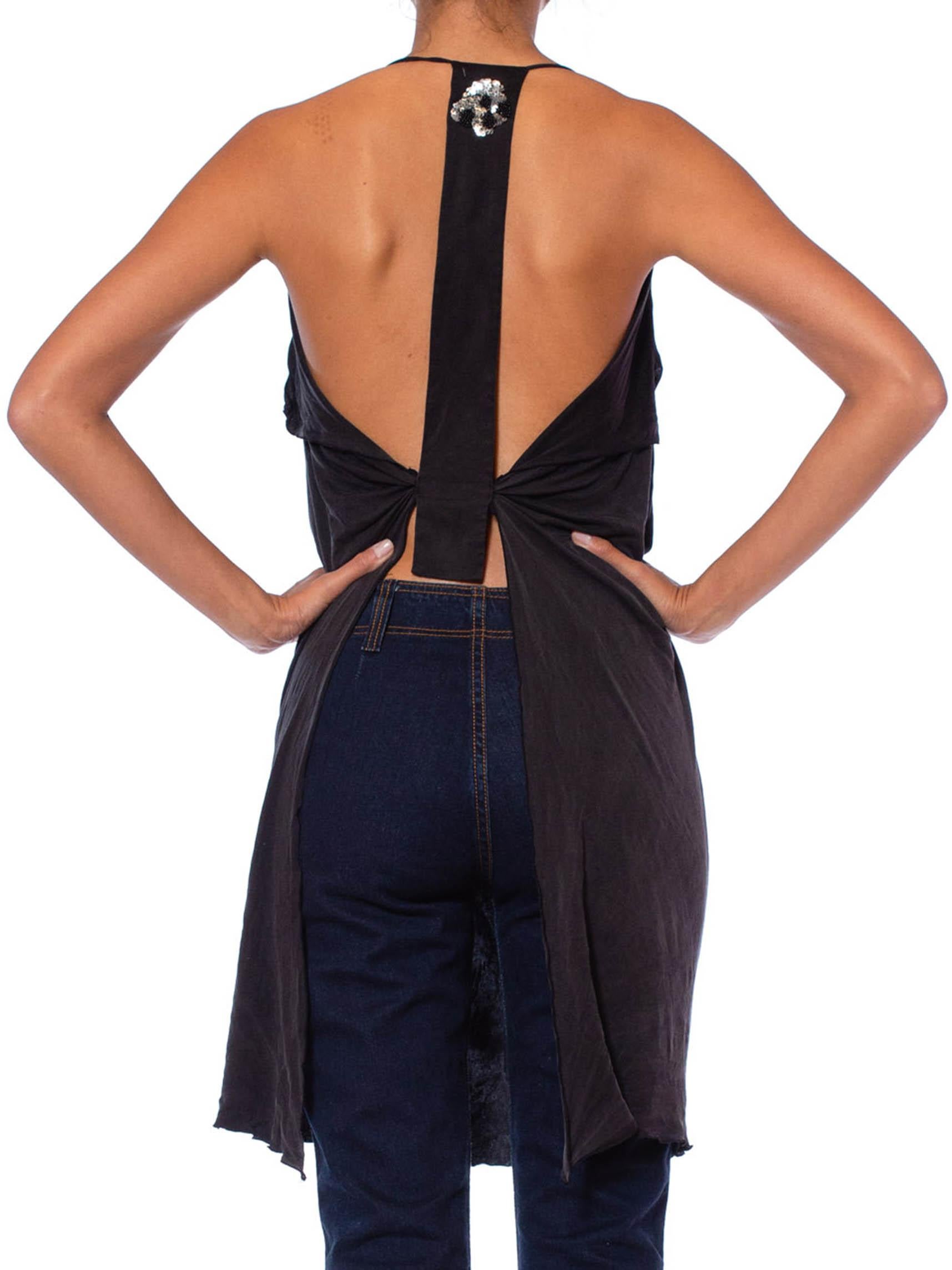 1990S Black Washed Silk Jersey Draped Camisole 2