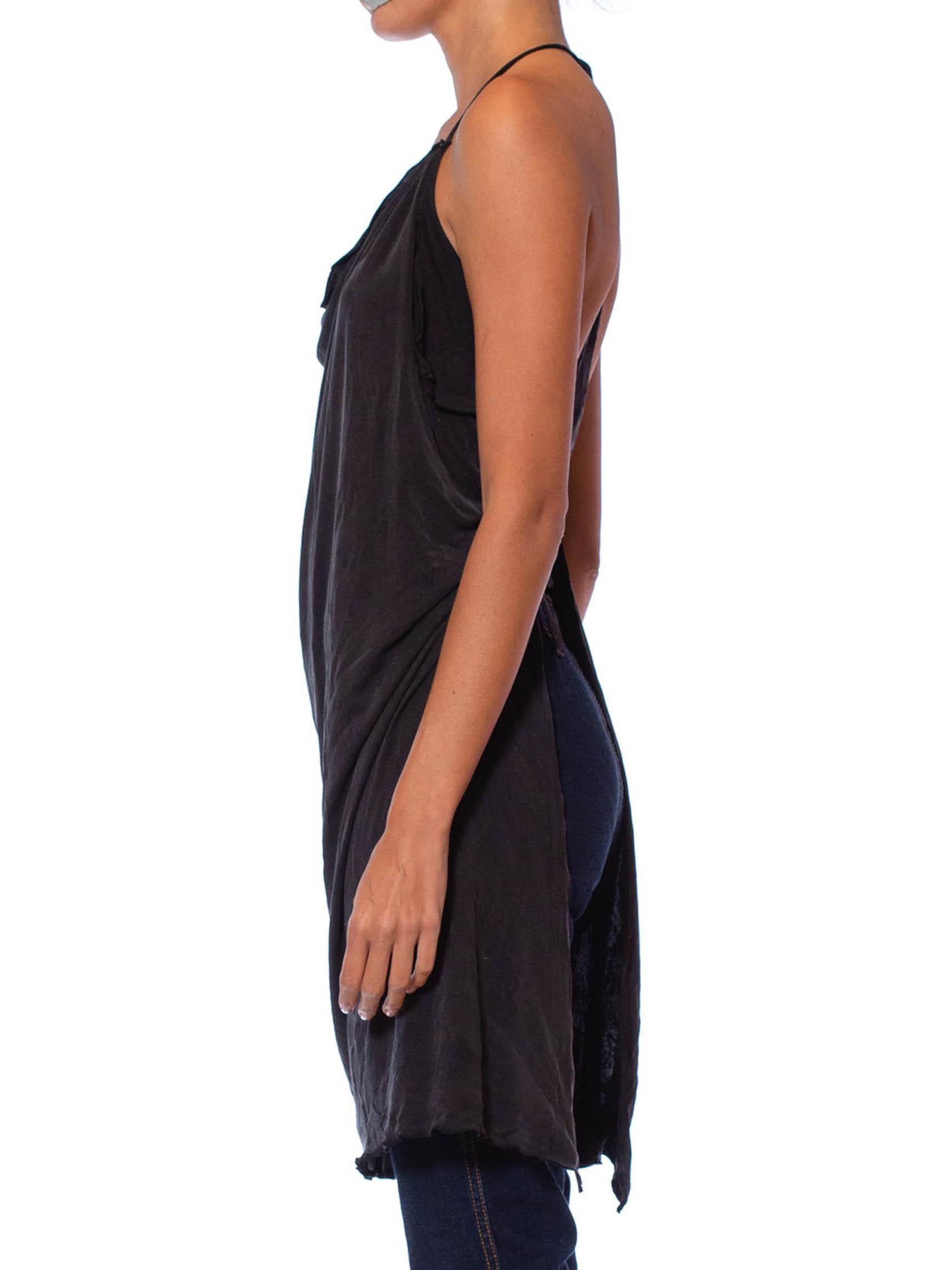 1990S Black Washed Silk Jersey Draped Camisole 3